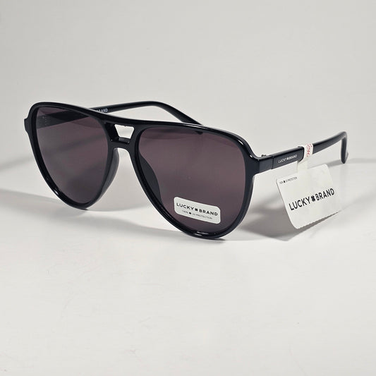 Lucky Brand LB59023 B S Turbo Aviator Sunglasses Black Frame Gray Brown Lens - Sunglasses