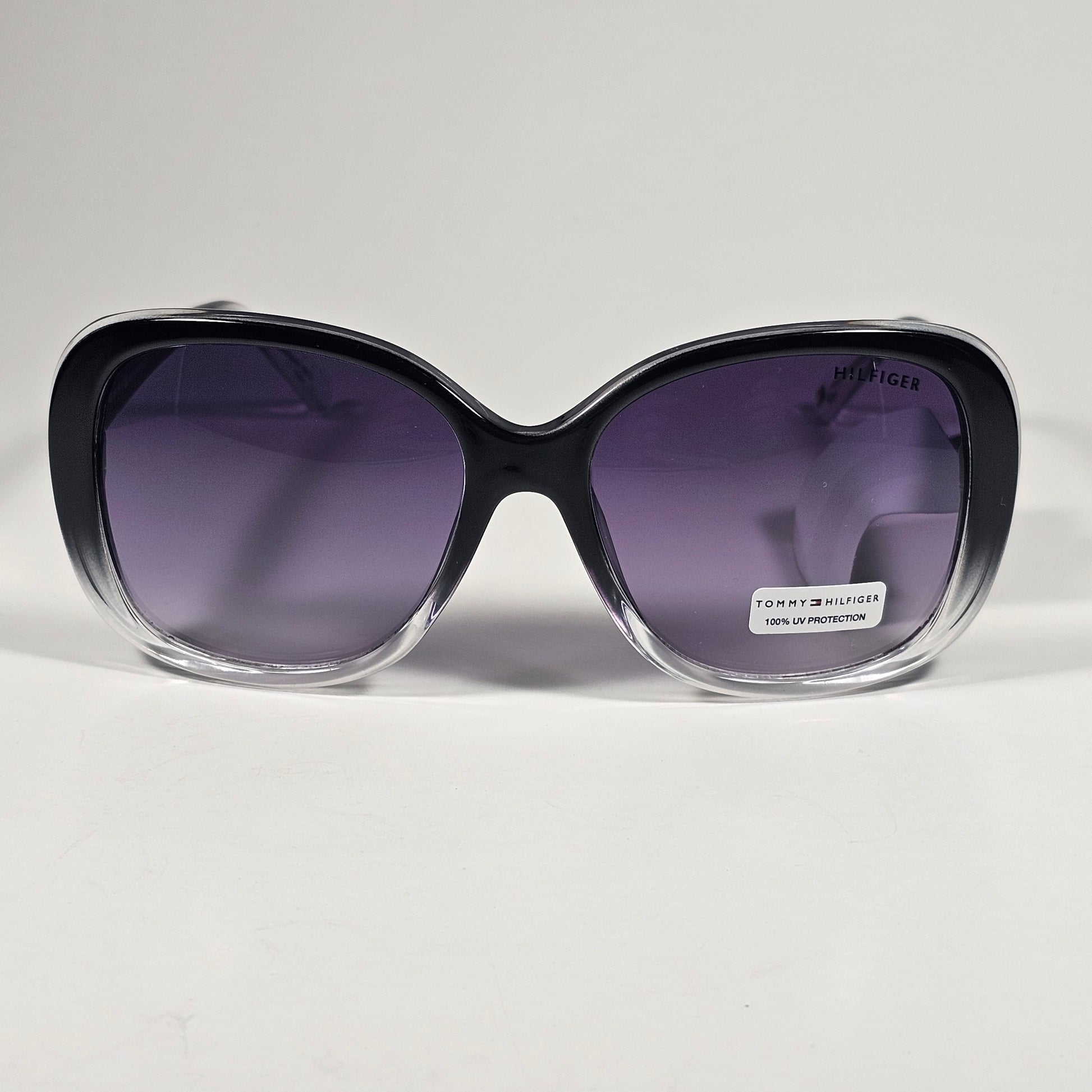 Tommy Hilfiger WP OL664 Oversize Oval Sunglasses Black Crystal Smoke Gradient Lens - Sunglasses