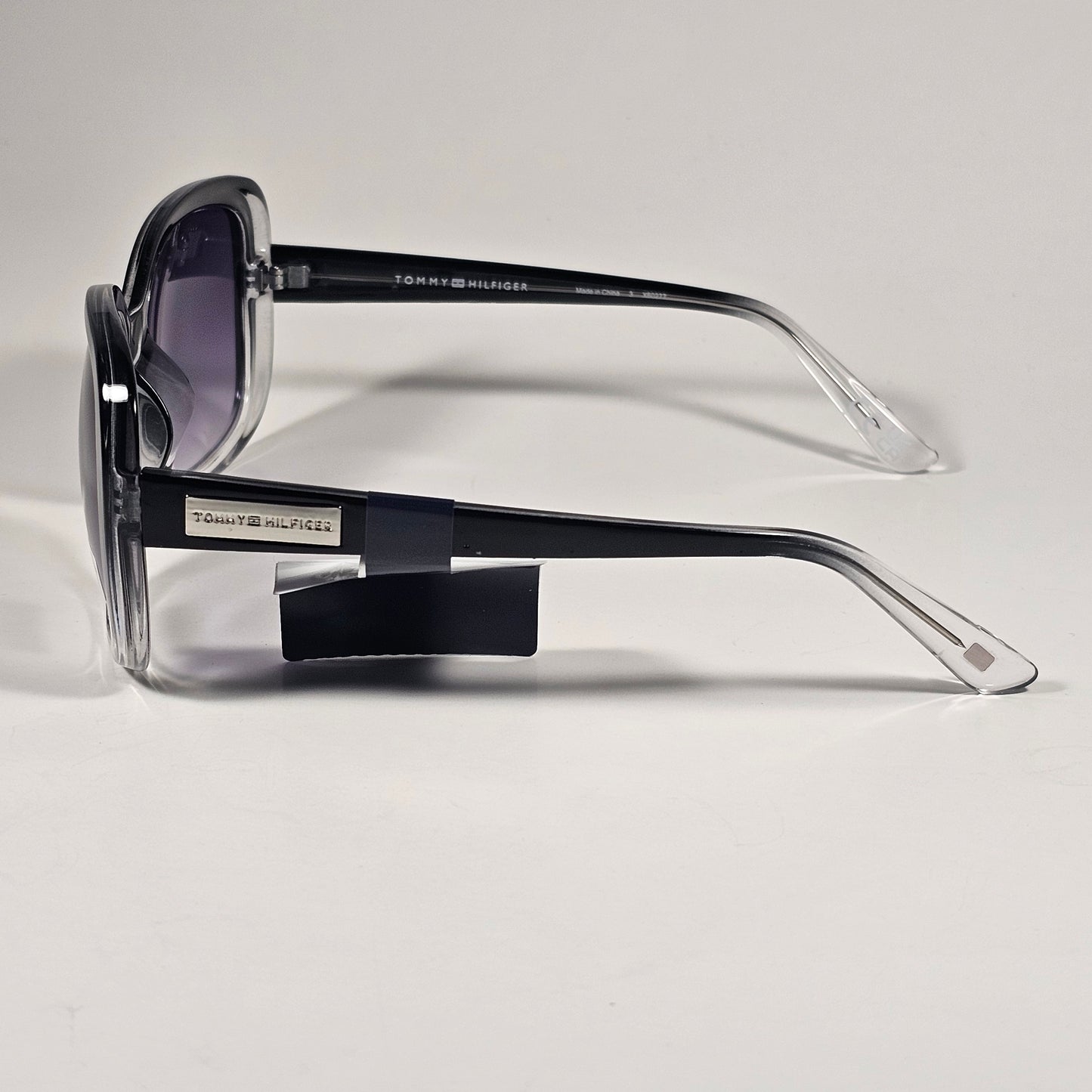 Tommy Hilfiger WP OL664 Oversize Oval Sunglasses Black Crystal Smoke Gradient Lens - Sunglasses