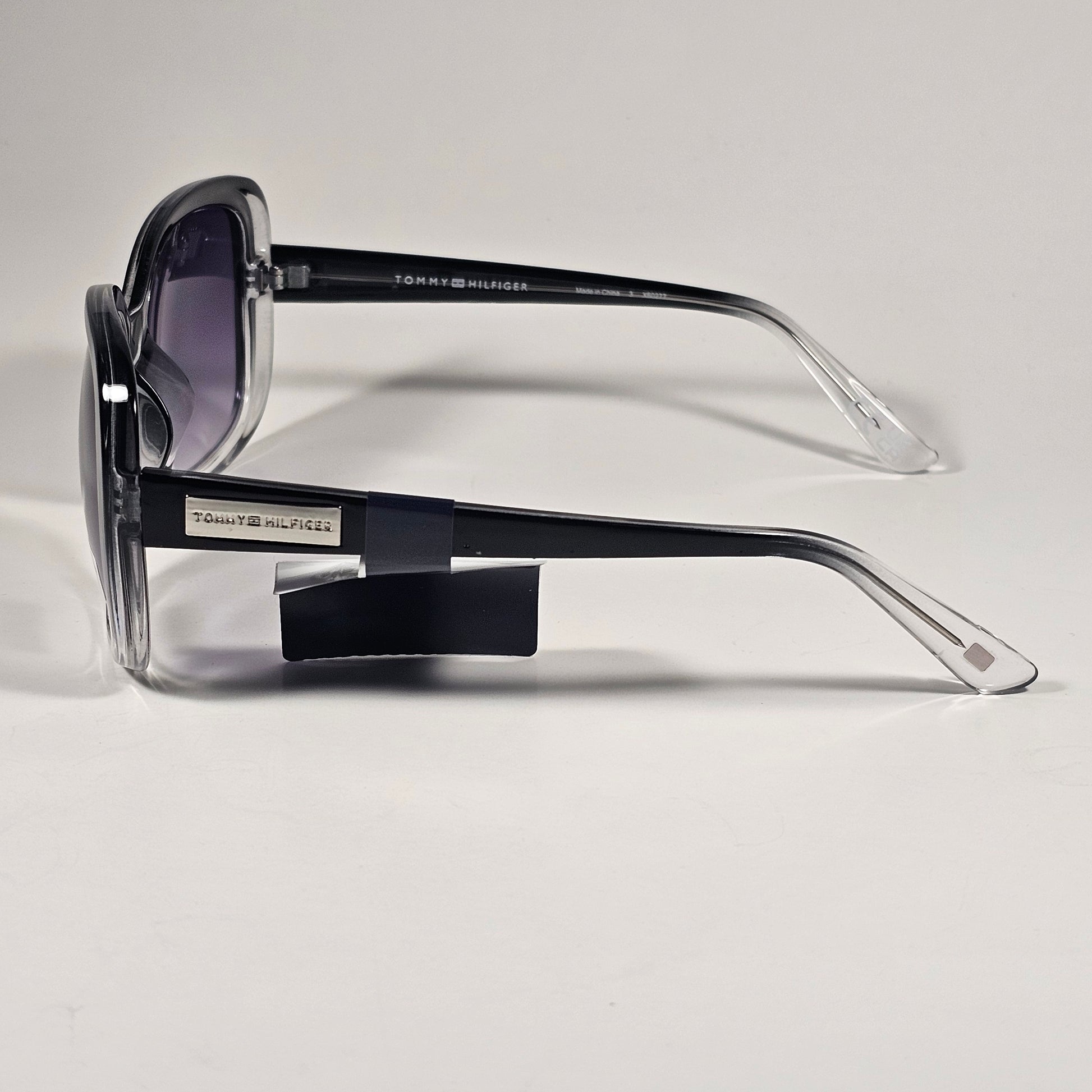Tommy Hilfiger WP OL664 Oversize Oval Sunglasses Black Crystal Smoke Gradient Lens - Sunglasses