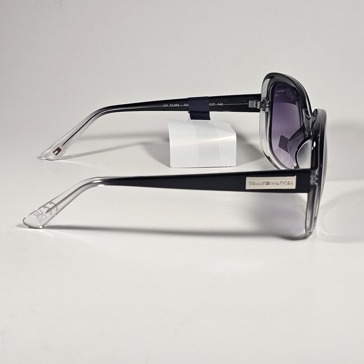 Tommy Hilfiger WP OL664 Oversize Oval Sunglasses Black Crystal Smoke Gradient Lens - Sunglasses