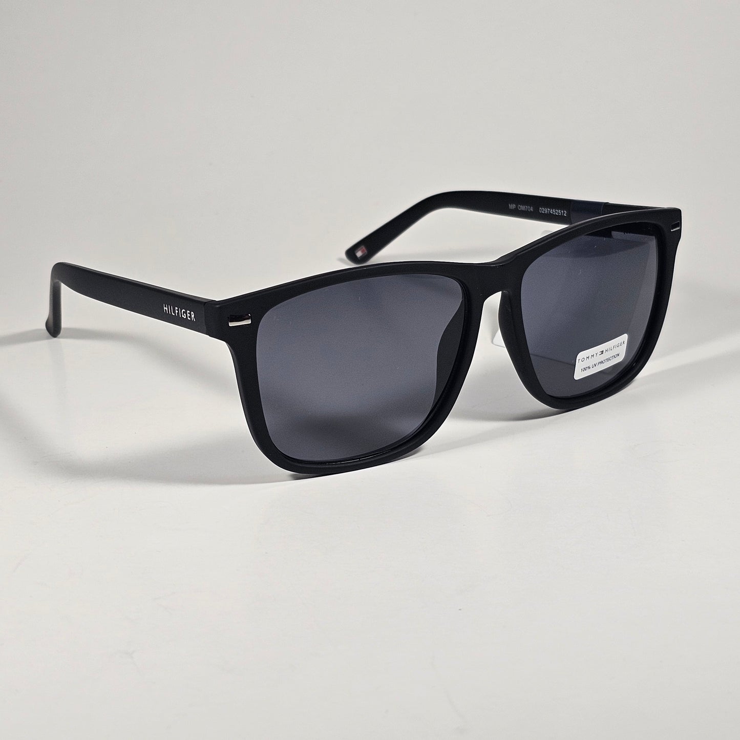 Tommy Hilfiger MP OM704 Rectangular Sunglasses Matte Black Frame Gray Lens - Sunglasses