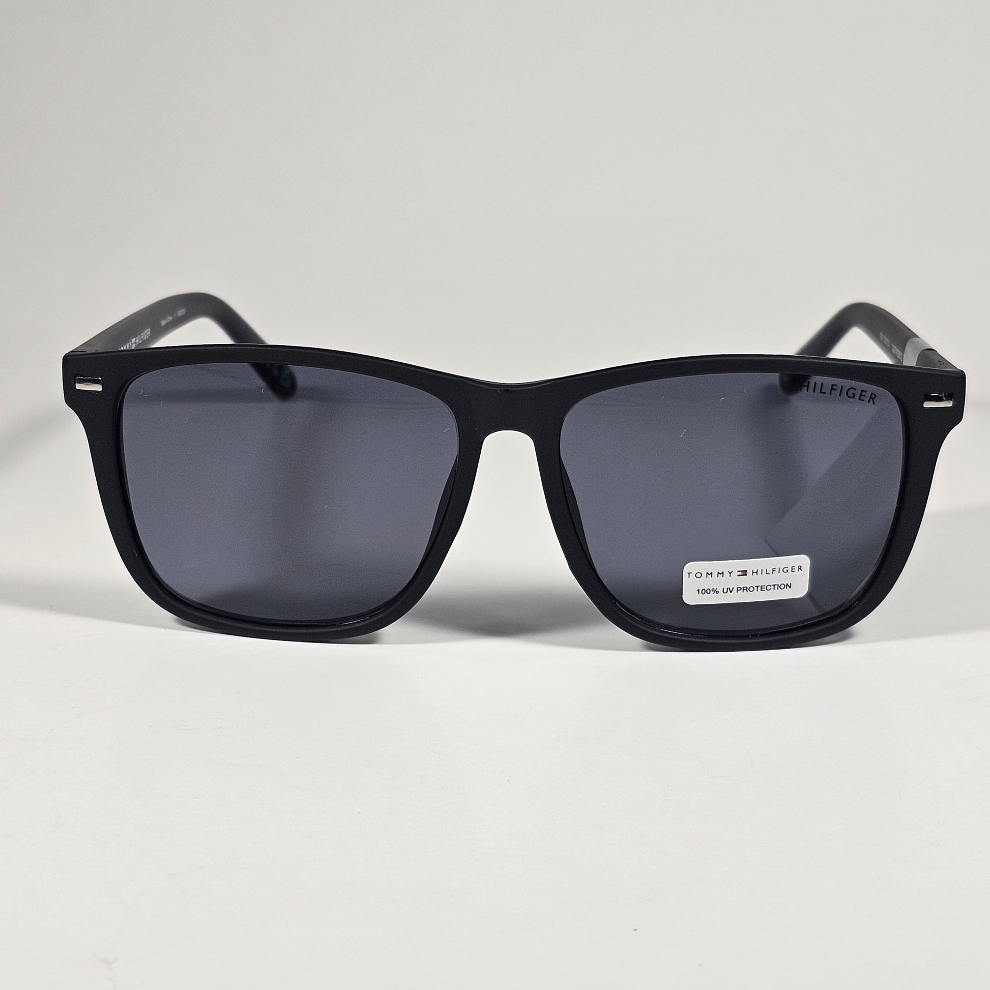 Tommy Hilfiger MP OM704 Rectangular Sunglasses Matte Black Frame Gray Lens - Sunglasses