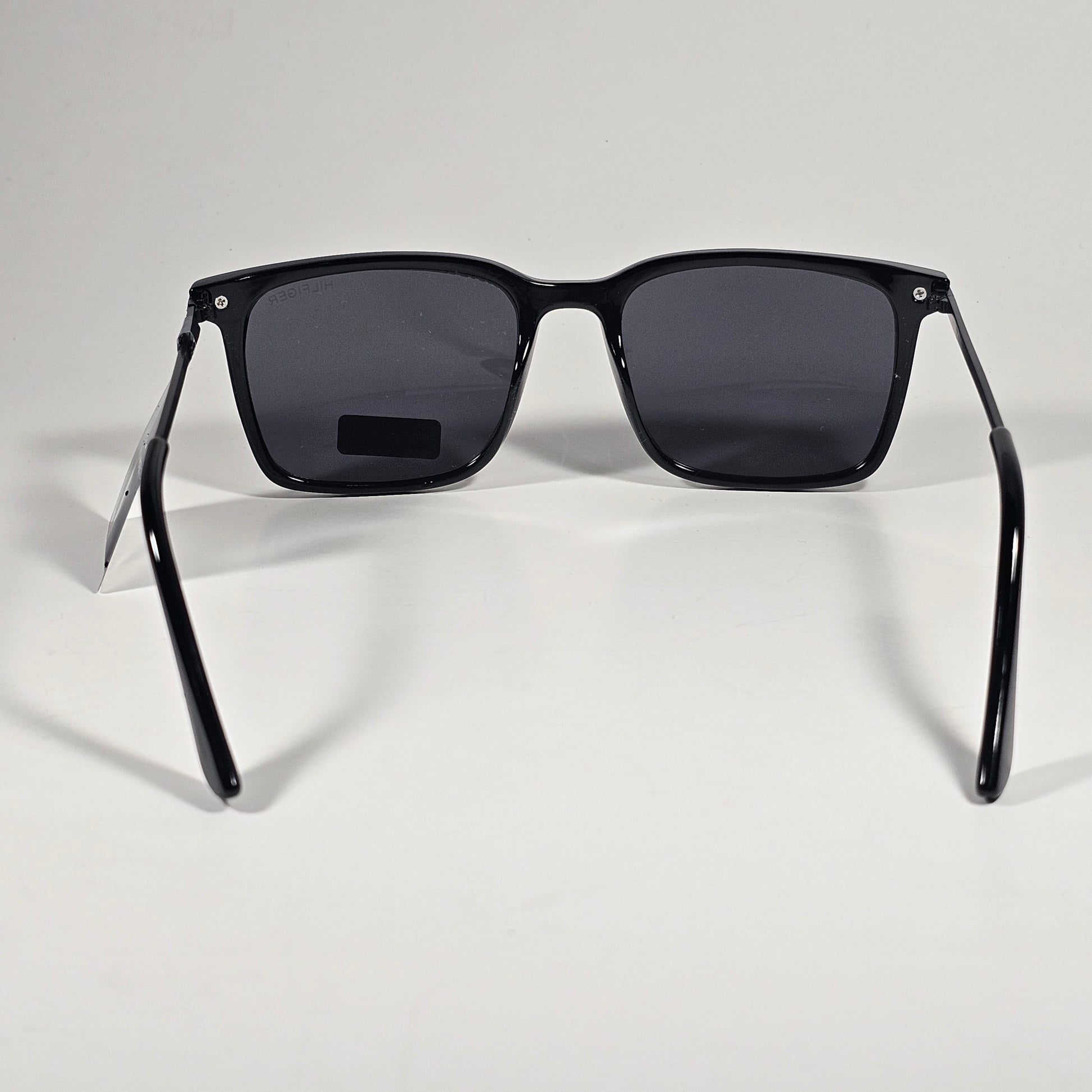 Tommy Hilfiger MP OM691 Rectangular Sunglasses Shiny Black Frame Gray Lens - Sunglasses