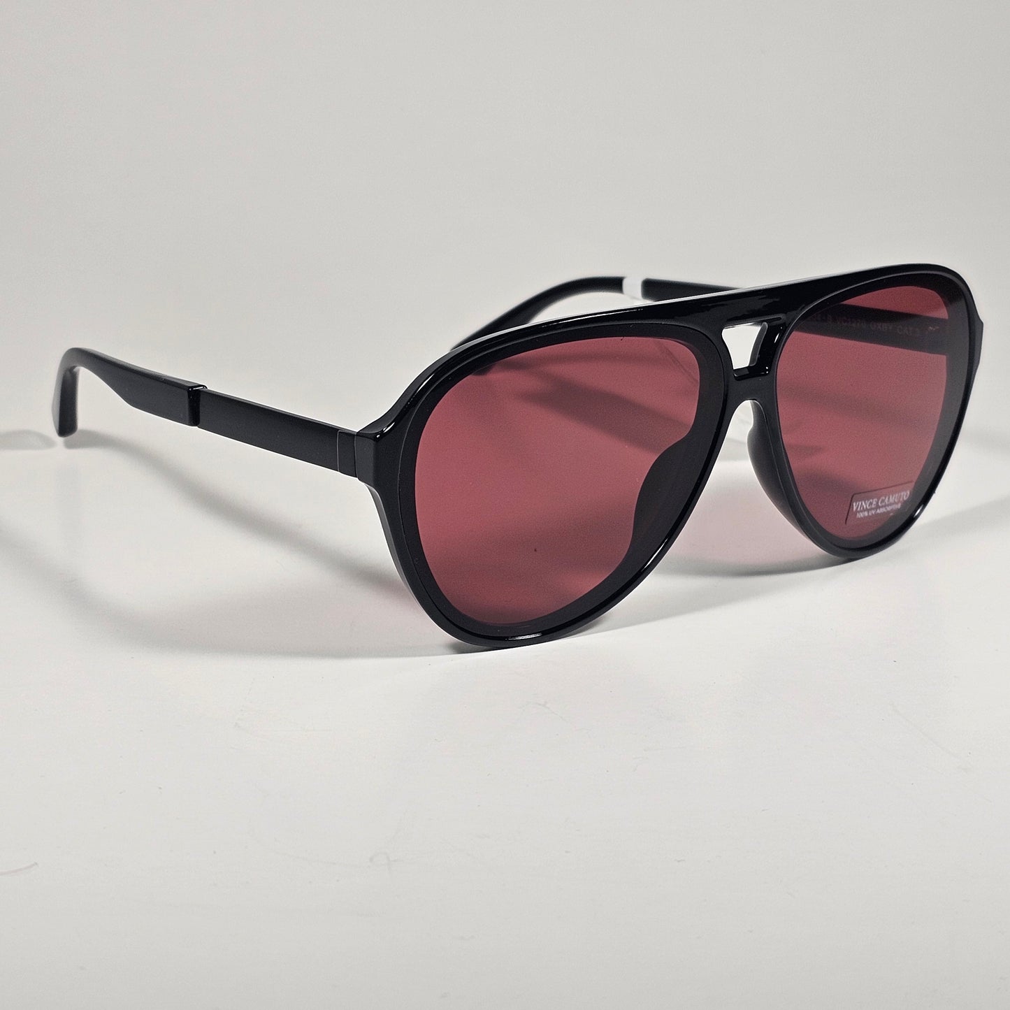 Vince Camuto VC1270 OXBY Aviator Sunglasses Shiny Black Frame Burgundy Lens