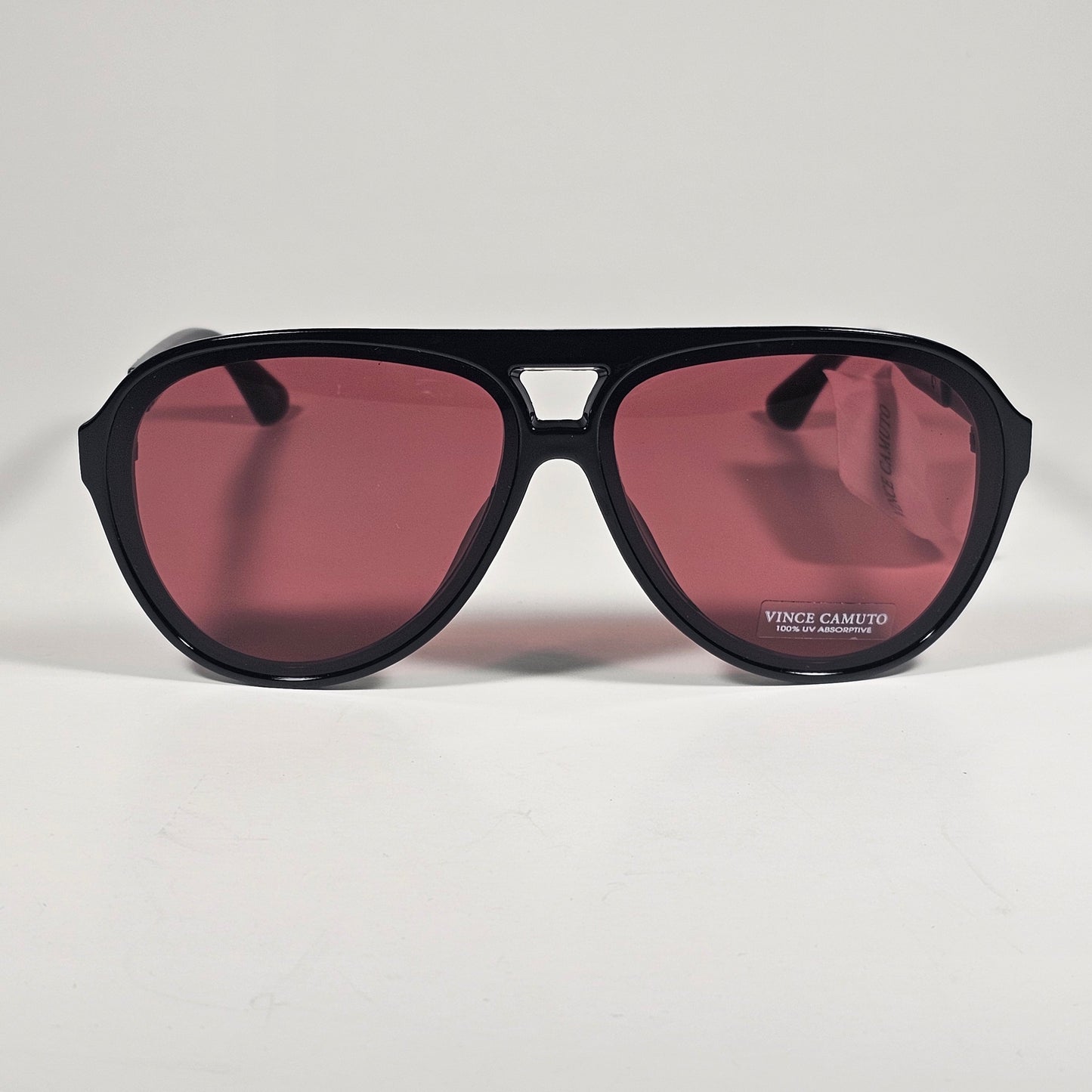 Vince Camuto VC1270 OXBY Aviator Sunglasses Shiny Black Frame Burgundy Lens