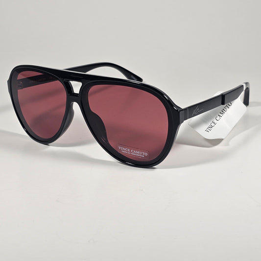 Vince Camuto VC1270 OXBY Aviator Sunglasses Shiny Black Frame Burgundy Lens