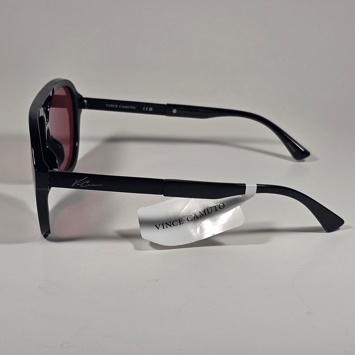 Vince Camuto VC1270 OXBY Aviator Sunglasses Shiny Black Frame Burgundy Lens