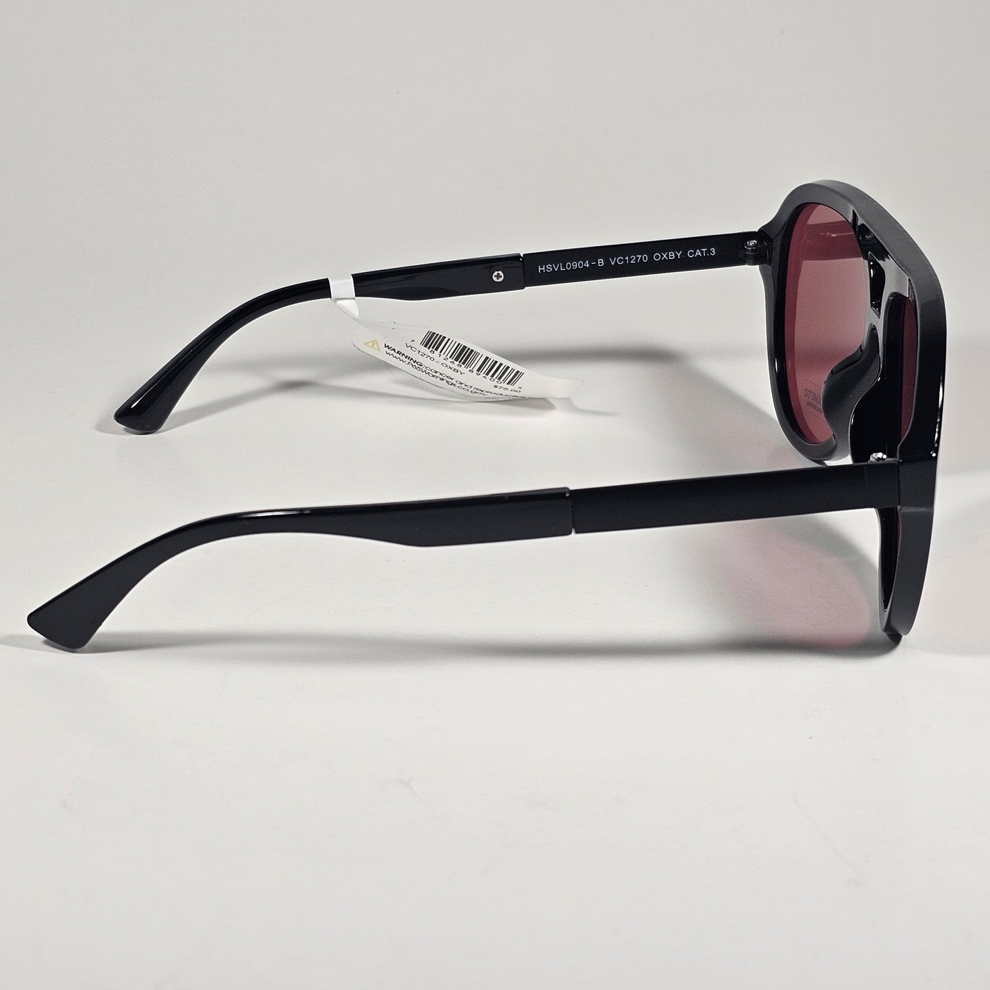 Vince Camuto VC1270 OXBY Aviator Sunglasses Shiny Black Frame Burgundy Lens
