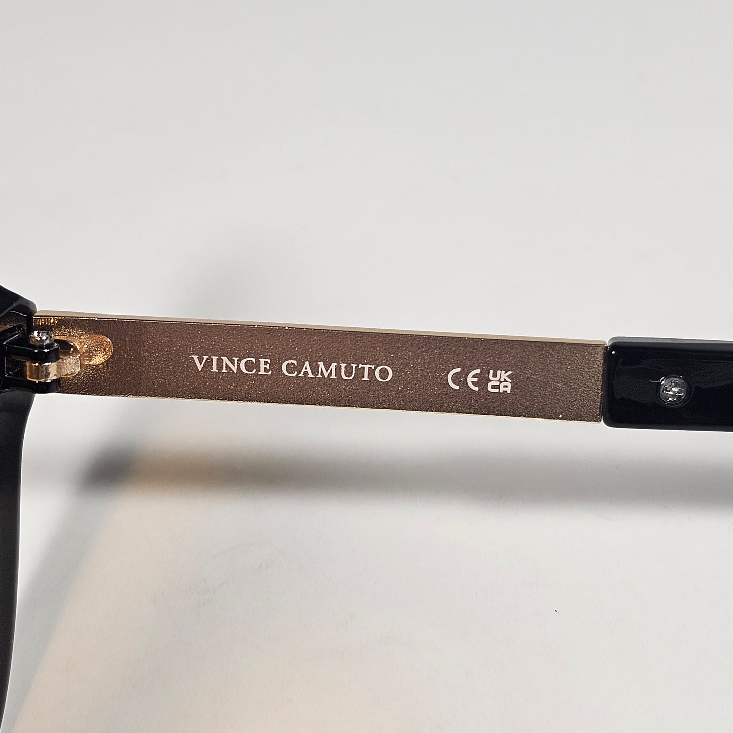 Vince Camuto VC1270 OXAM Aviator Sunglasses Shiny Black Gold Frame Amber Lens