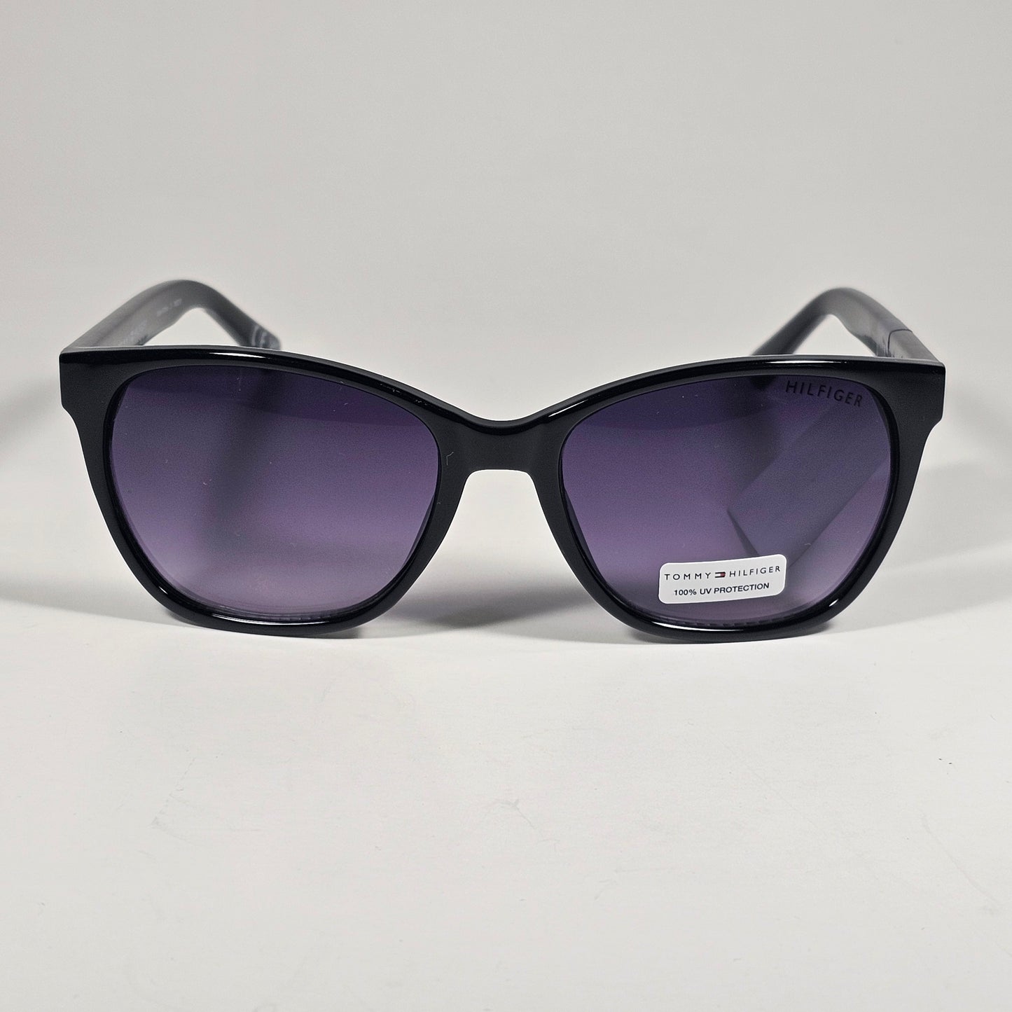 Tommy Hilfiger WP OL670 Oval Sunglasses Shiny Black Frame Smoke Gradient Lens