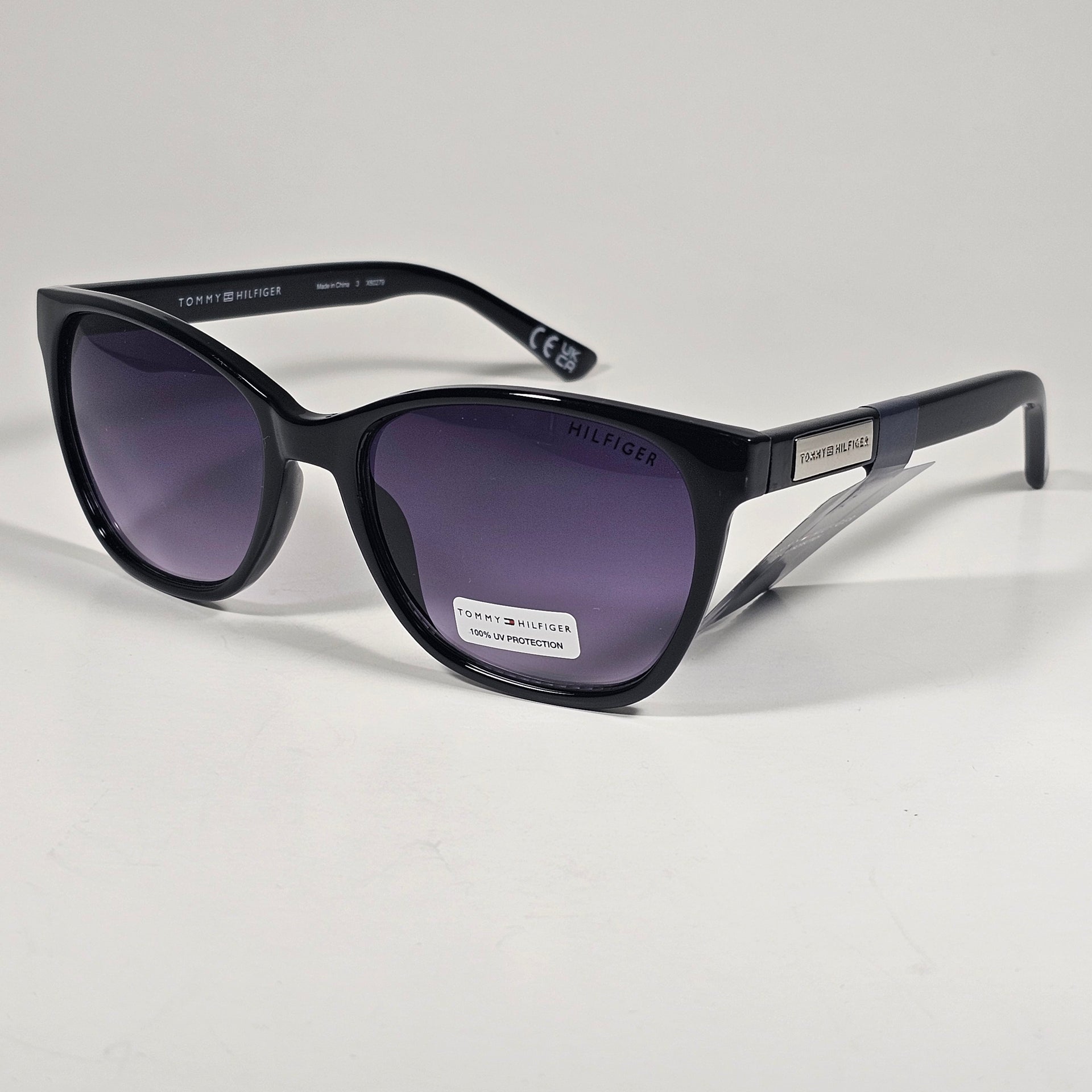 Tommy Hilfiger WP OL670 Oval Sunglasses Shiny Black Frame Smoke Gradie – TheSunglassFashion