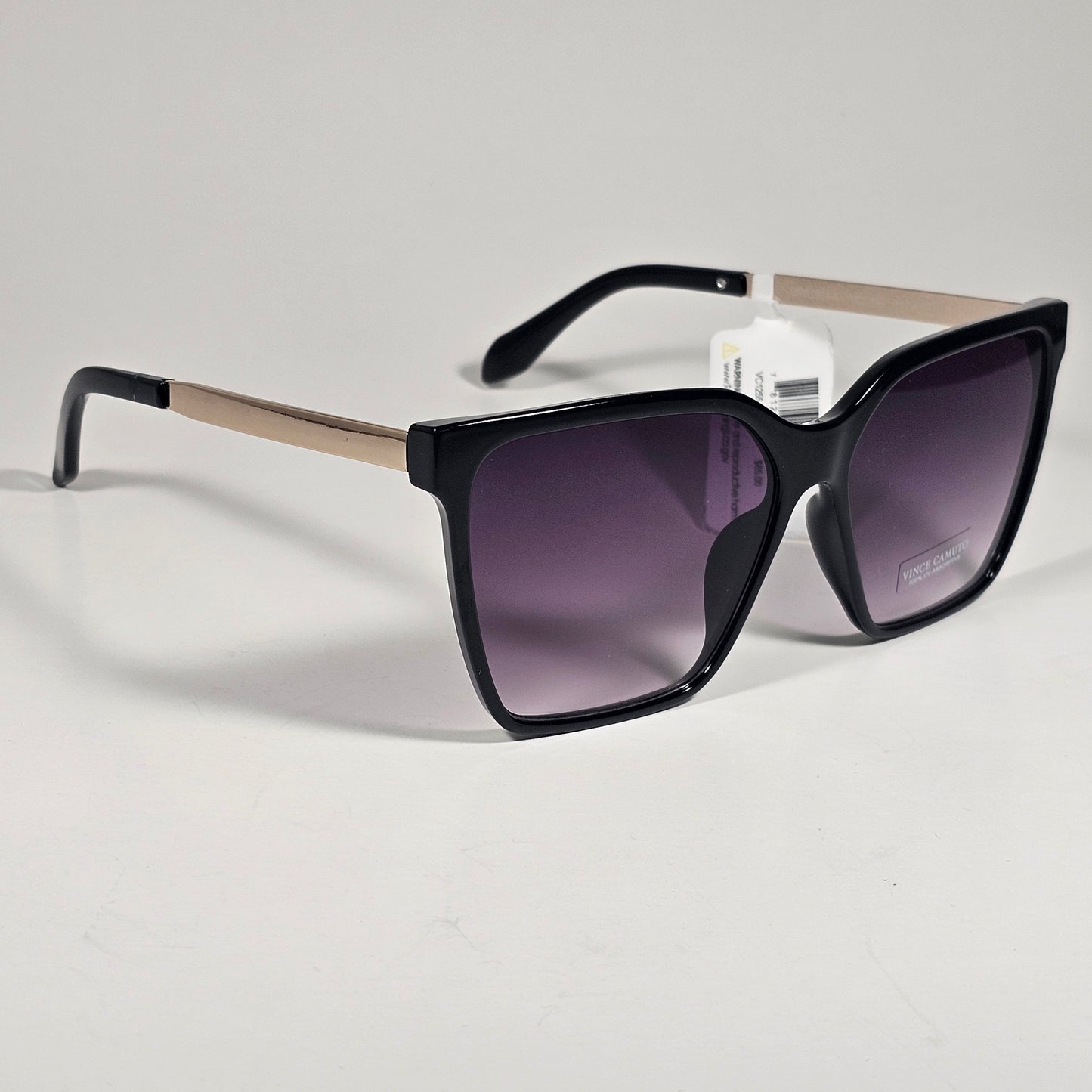 Vince Camuto VC1255 OX Oversize Cat Eye Sunglasses Black Gold Smoke Gradient Lens