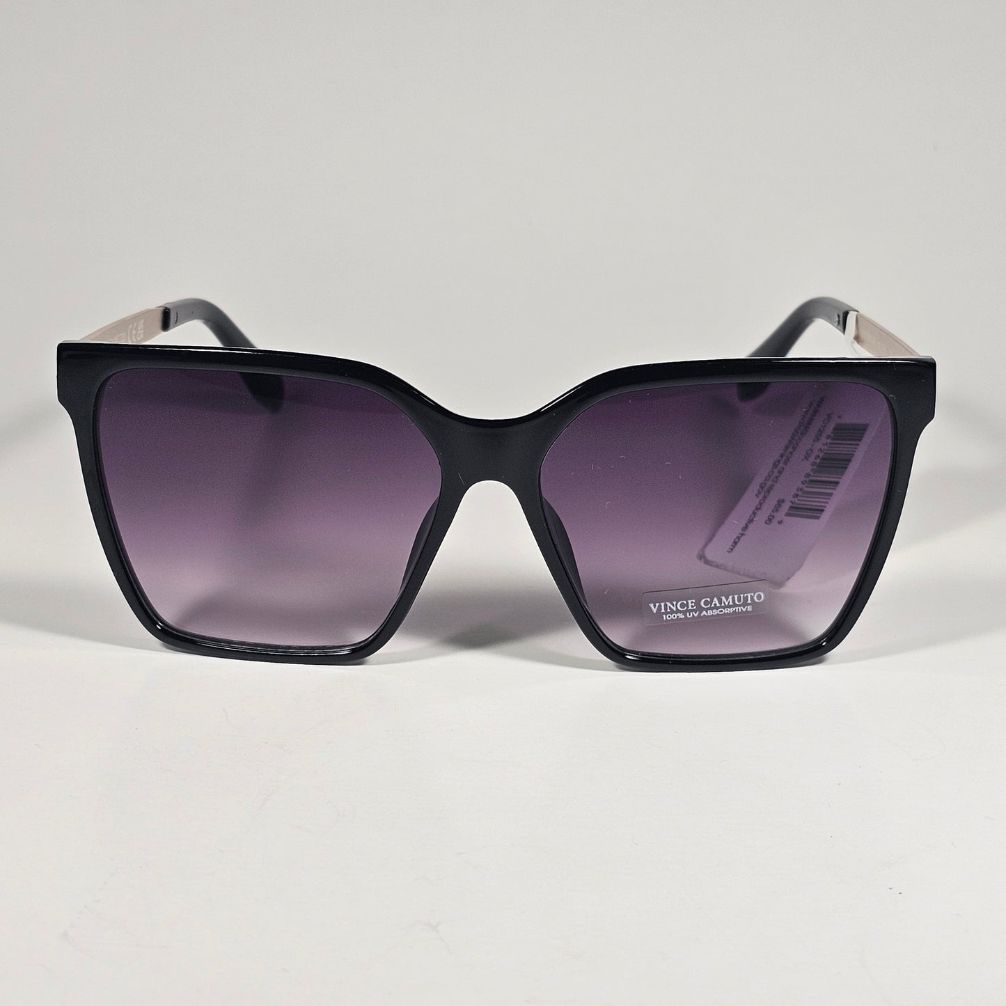 Vince Camuto VC1255 OX Oversize Cat Eye Sunglasses Black Gold Smoke Gradient Lens