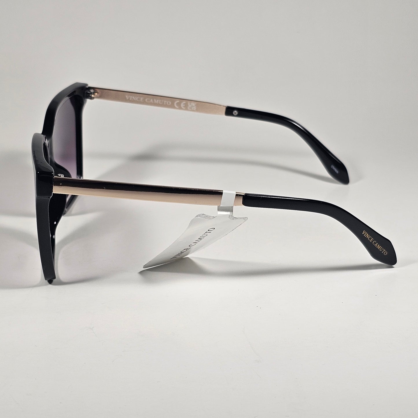 Vince Camuto VC1255 OX Oversize Cat Eye Sunglasses Black Gold Smoke Gradient Lens