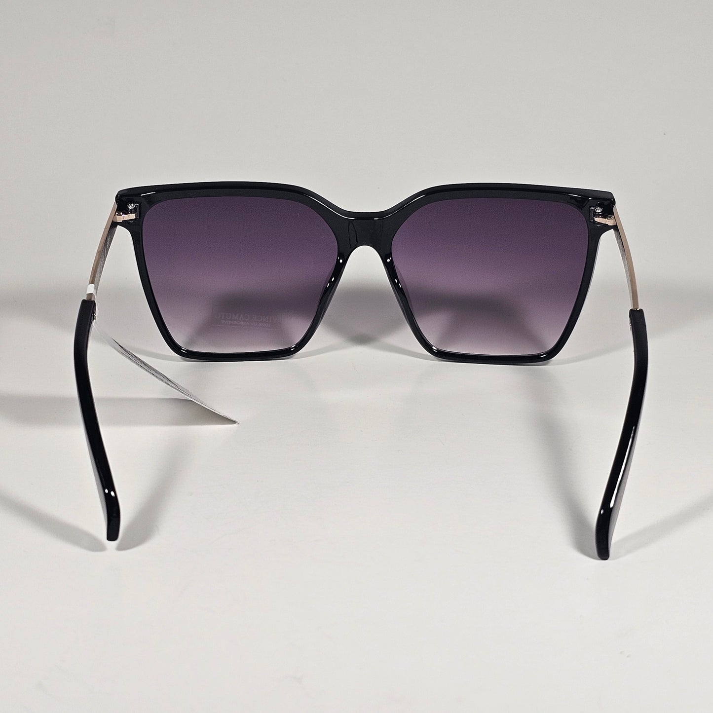 Vince Camuto VC1255 OX Oversize Cat Eye Sunglasses Black Gold Smoke Gradient Lens
