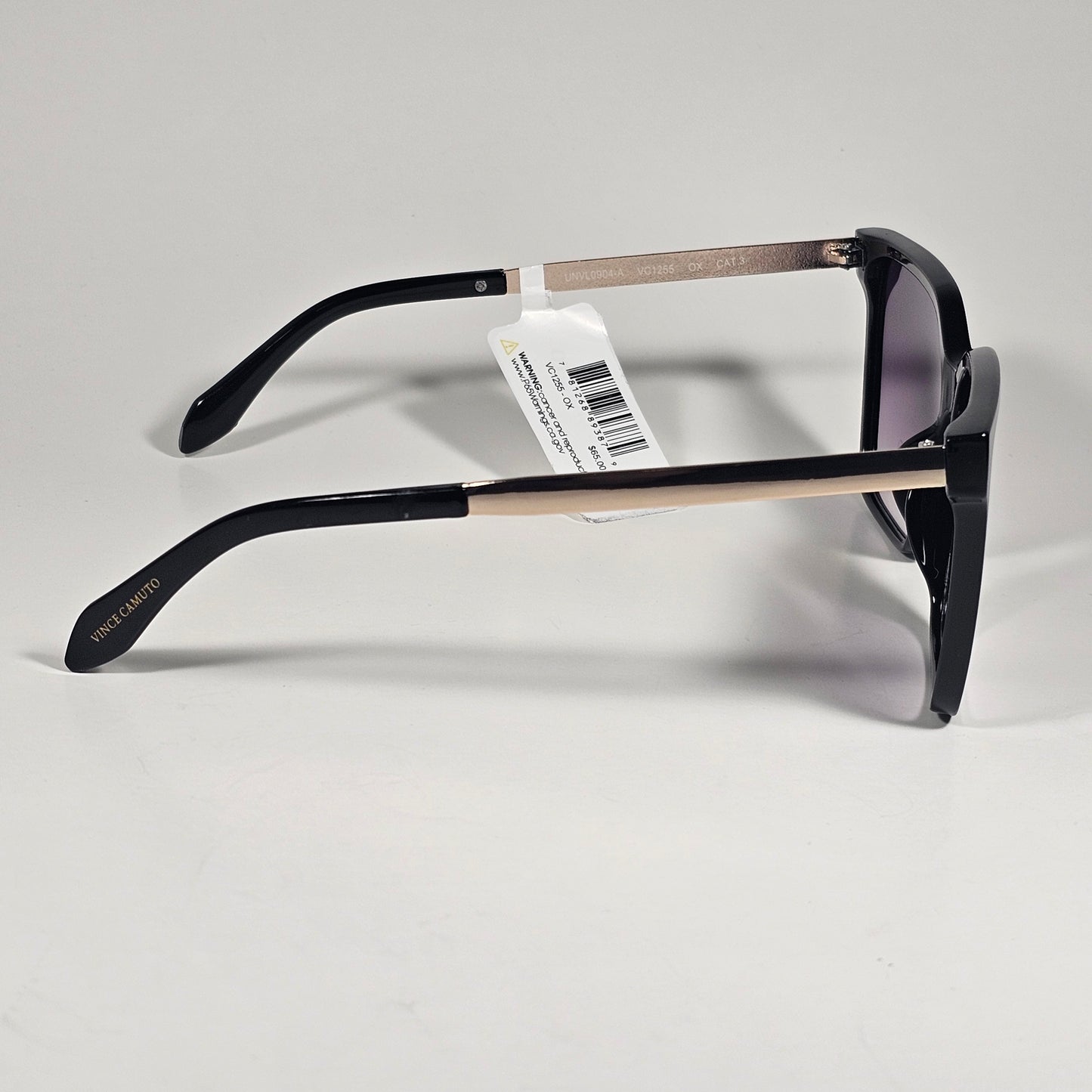 Vince Camuto VC1255 OX Oversize Cat Eye Sunglasses Black Gold Smoke Gradient Lens