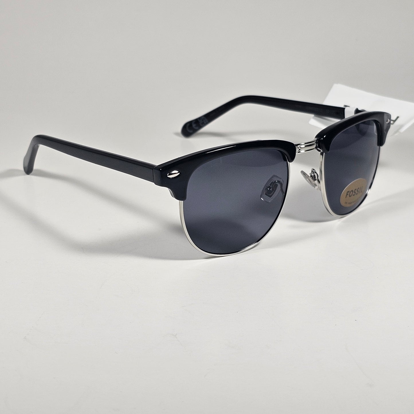 Fossil FM143 Club Sunglasses Black Plastic Gray Metal Frame Gray Tinted Lens