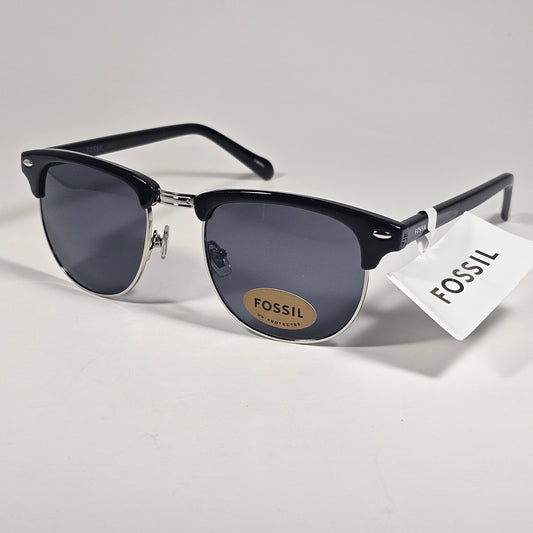 Fossil FM143 Club Sunglasses Black Plastic Gray Metal Frame Gray Tinted Lens