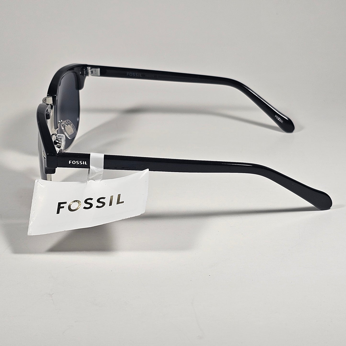 Fossil FM143 Club Sunglasses Black Plastic Gray Metal Frame Gray Tinted Lens