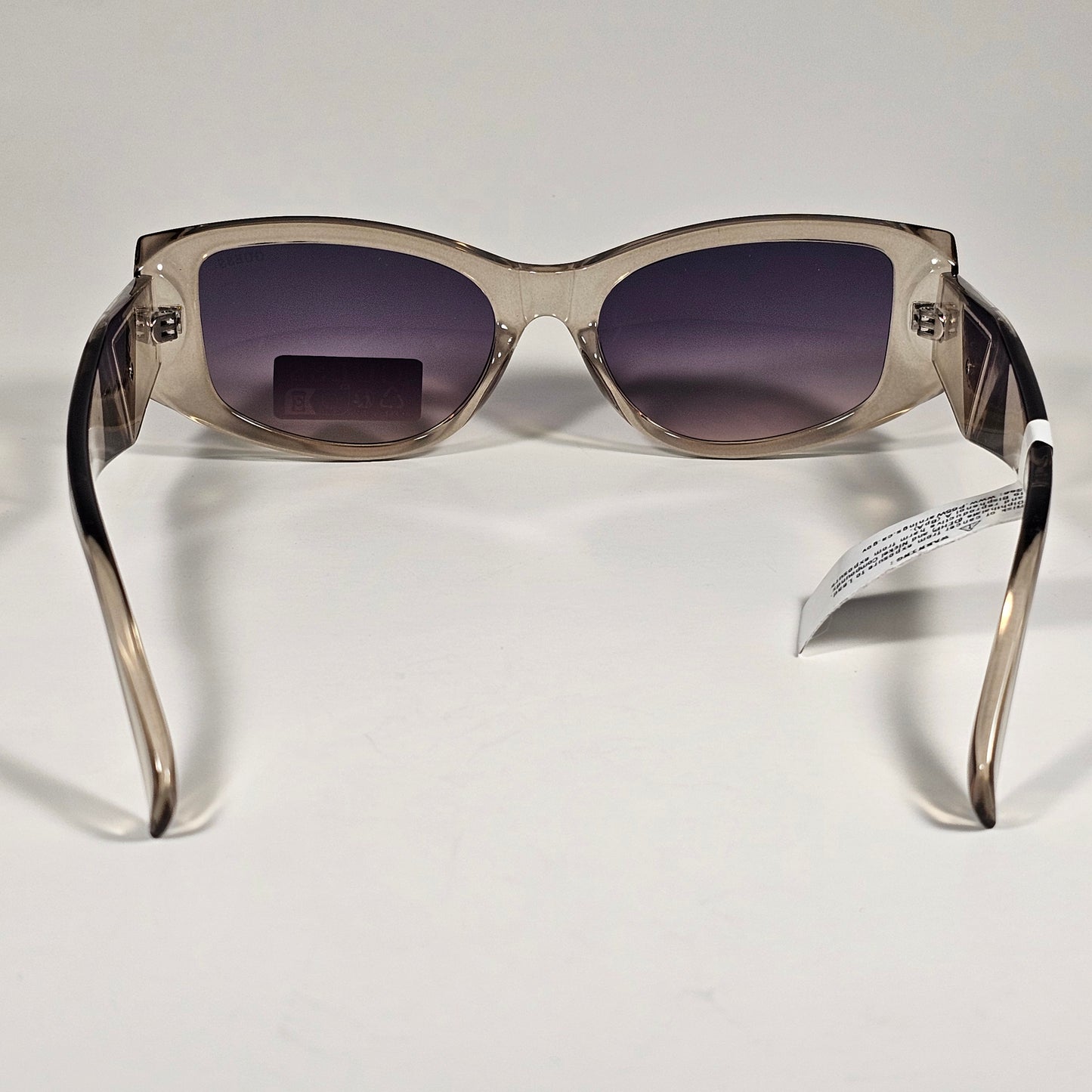 Guess GO00086 27W Cat Eye Cut-Off Sunglasses Tan Crystal Frame Smoke Gradient