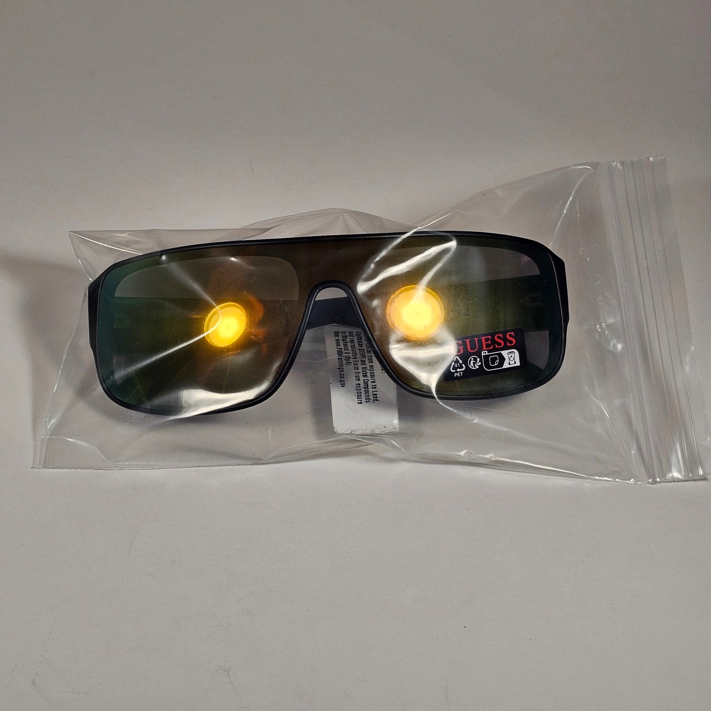 Guess GO00055 02C Rectangular Shield Wrap Sunglasses Red Matte Black Multicolor Mirror Lens