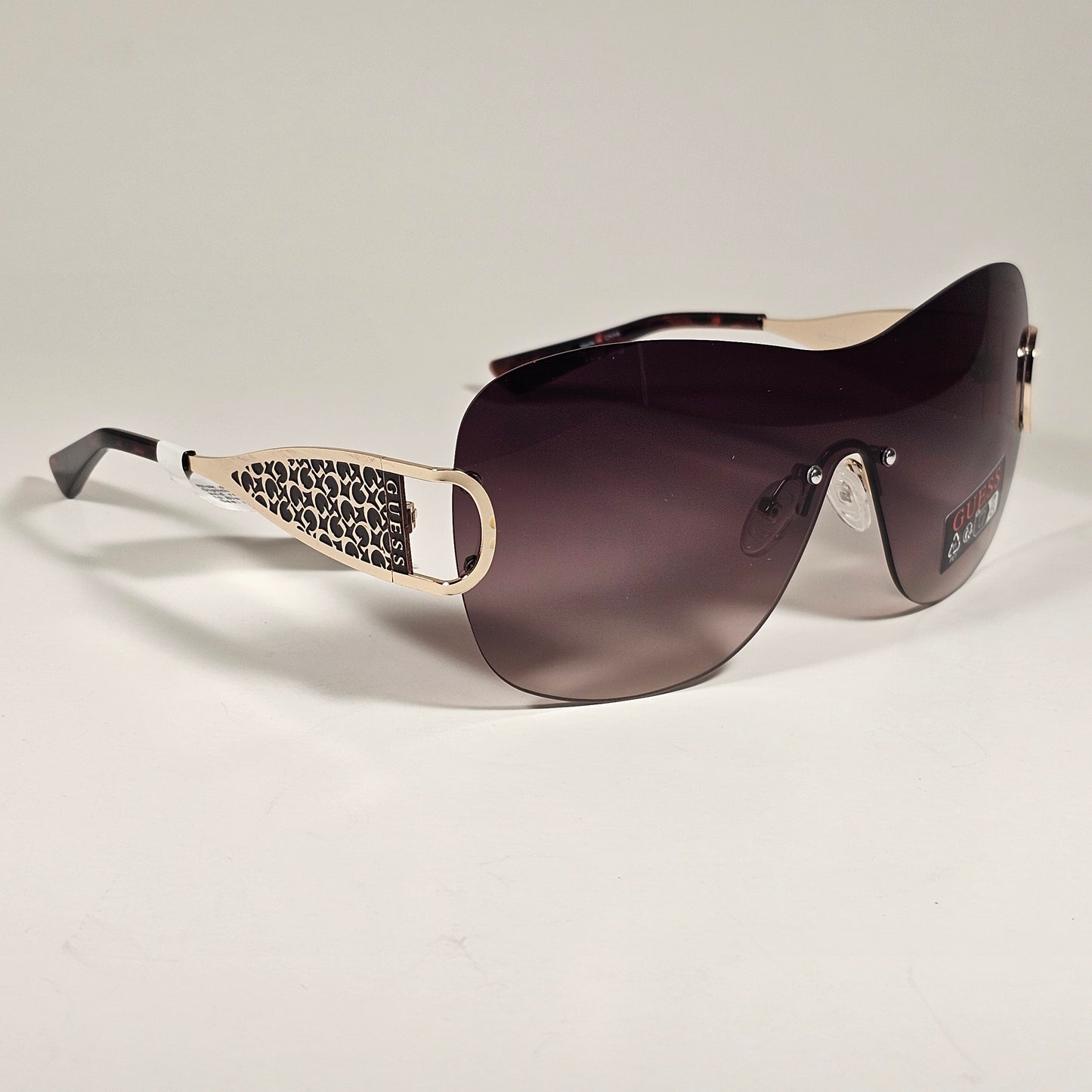 Guess GO00038 32F Rimless Shield Sunglasses Gold Frame Brown Gradient Lens