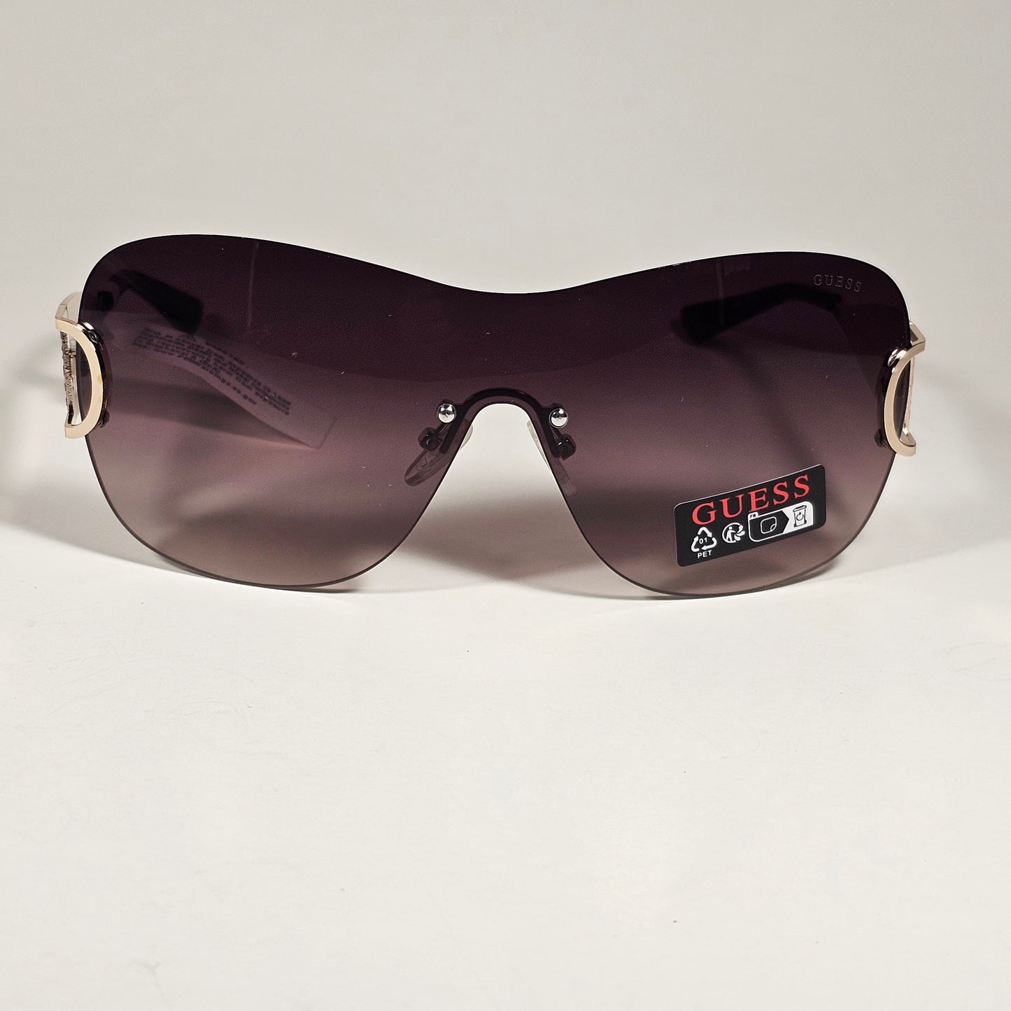 Guess GO00038 32F Rimless Shield Sunglasses Gold Frame Brown Gradient Lens