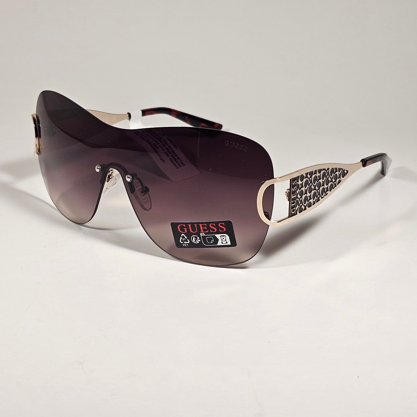 Guess GO00038 32F Rimless Shield Sunglasses Gold Frame Brown Gradient Lens