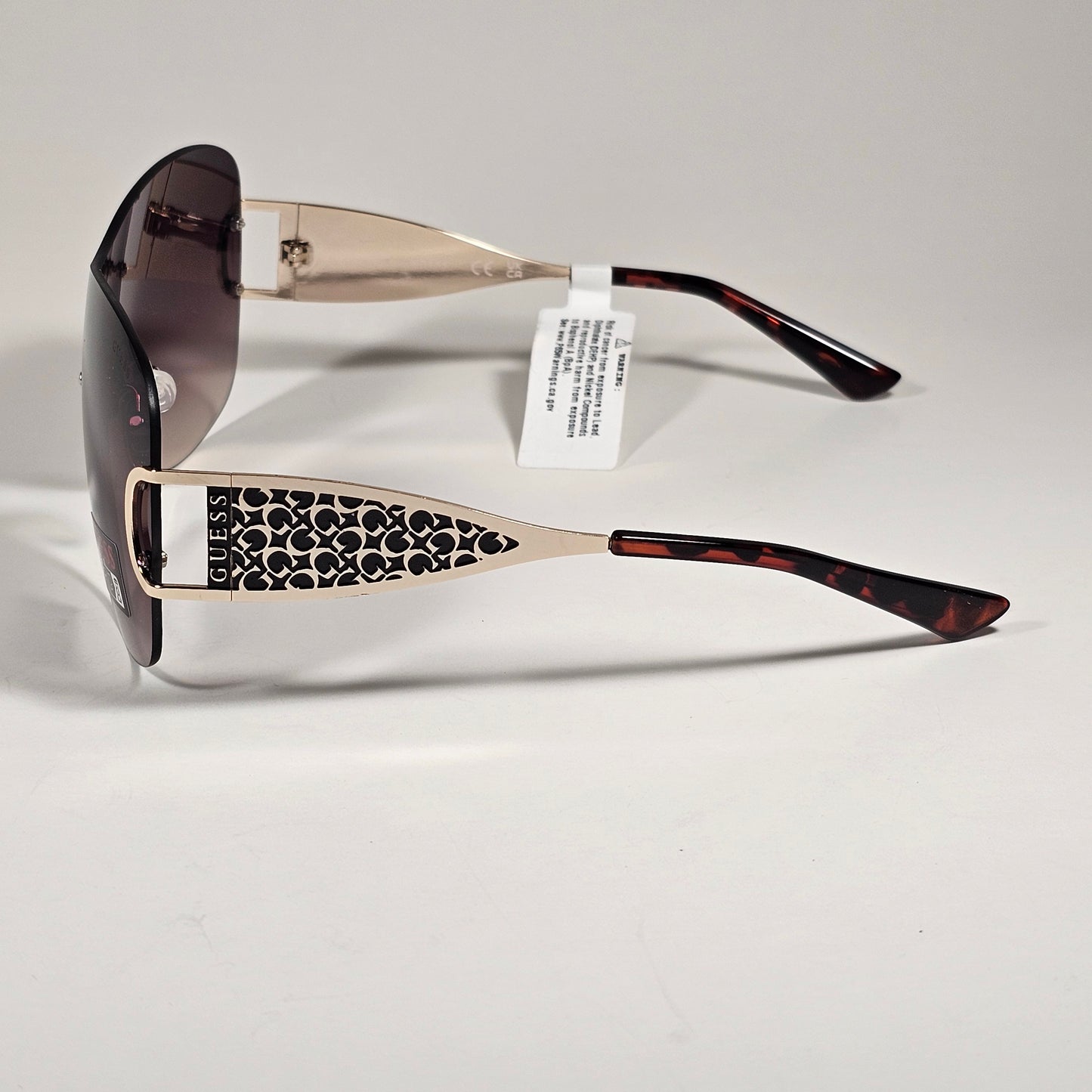 Guess GO00038 32F Rimless Shield Sunglasses Gold Frame Brown Gradient Lens