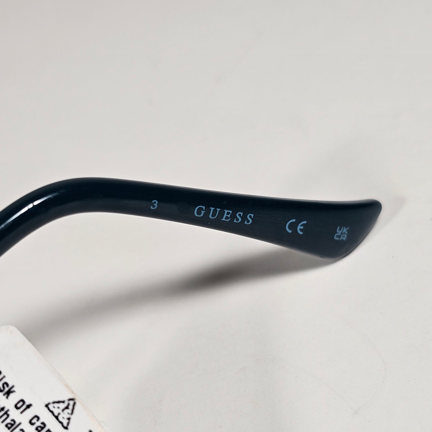 Guess GO00082 32A Small Rimless Oval Sunglasses Gold Frame Blue Tinted Lens 60mm