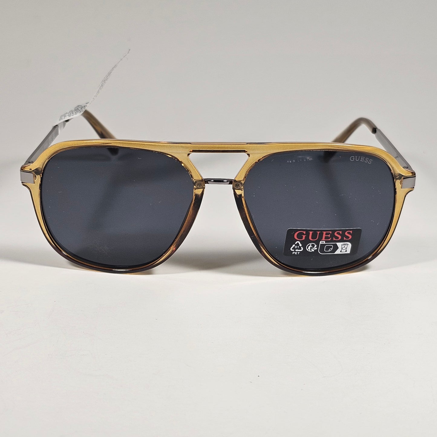 Guess GO00099 45A Aviator Pilot Sunglasses Amber Gray Frame Gray Lens