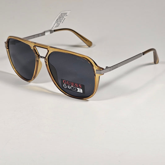 Guess GO00099 45A Aviator Pilot Sunglasses Amber Gray Frame Gray Lens