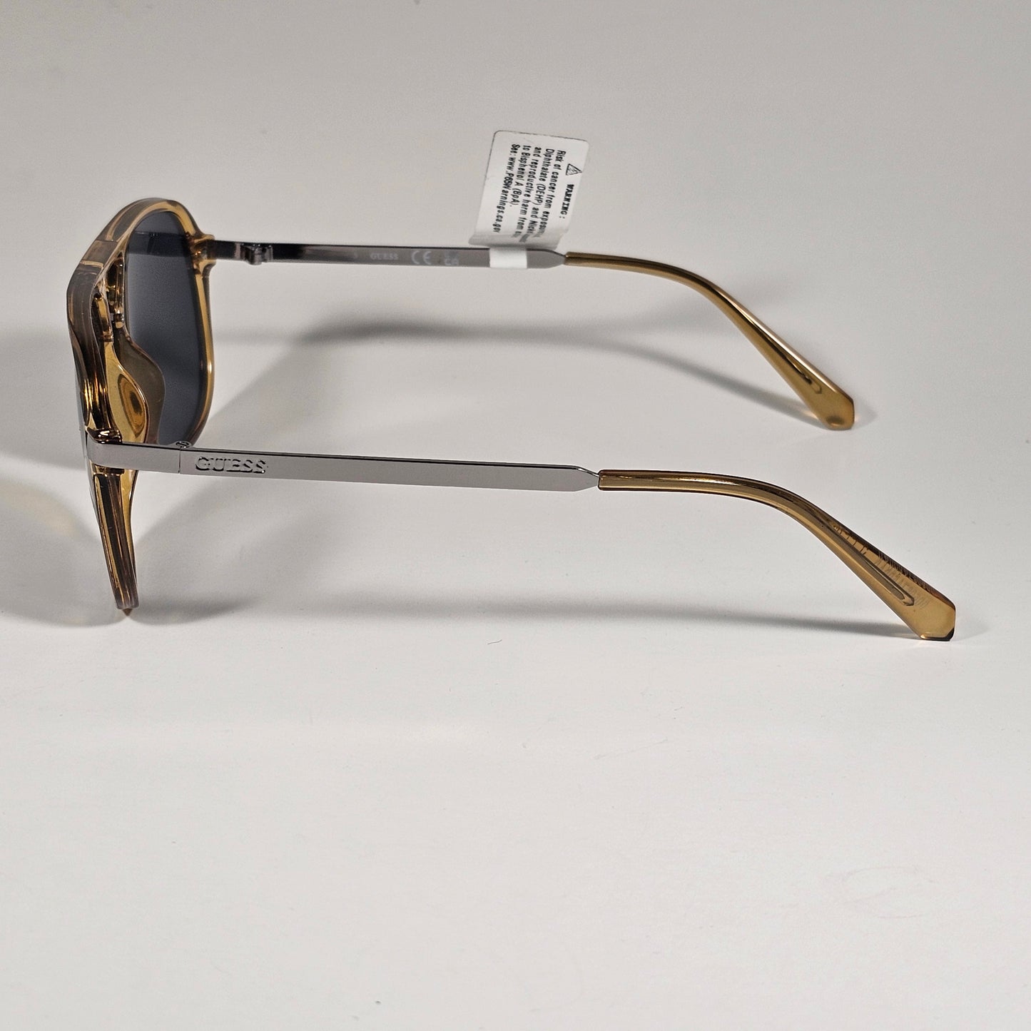 Guess GO00099 45A Aviator Pilot Sunglasses Amber Gray Frame Gray Lens