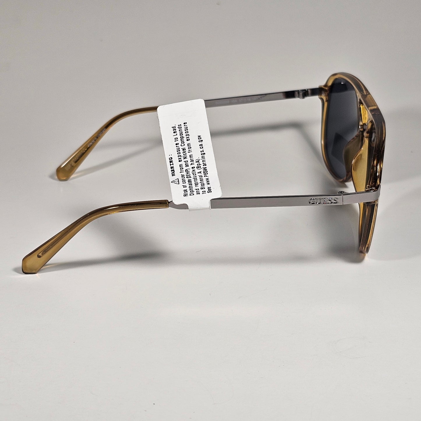 Guess GO00099 45A Aviator Pilot Sunglasses Amber Gray Frame Gray Lens