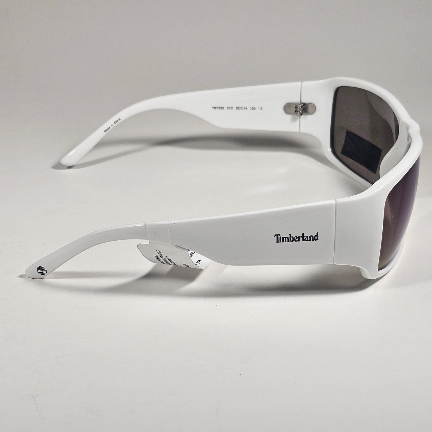Timberland TB7292 21C Sport Wrap Sunglasses White Frame Blue Mirror Lens 62mm