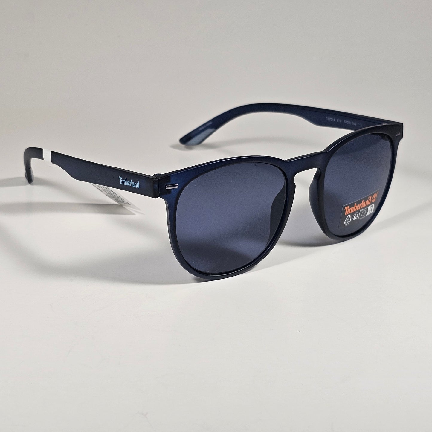 Timberland TB7214 91V Round Keyhole Sunglasses Blue Frame Blue Gray Lens 52mm
