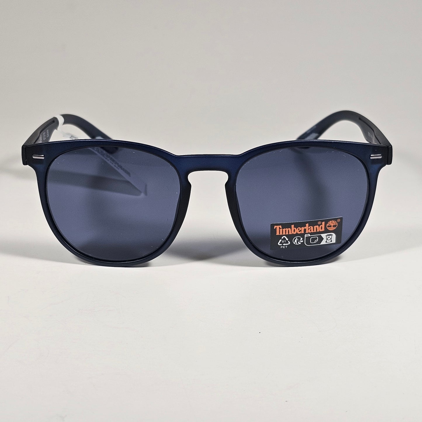 Timberland TB7214 91V Round Keyhole Sunglasses Blue Frame Blue Gray Lens 52mm