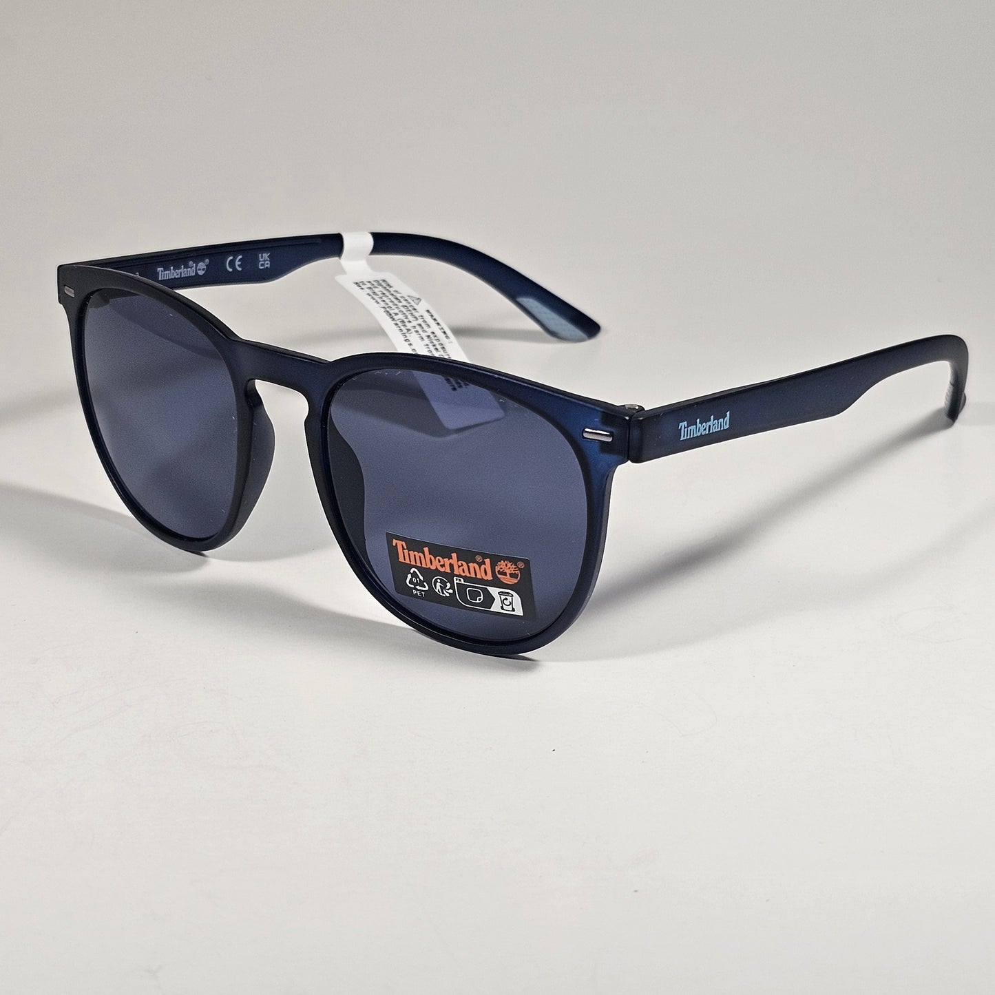 Timberland TB7214 91V Round Keyhole Sunglasses Blue Frame Blue Gray Lens 52mm