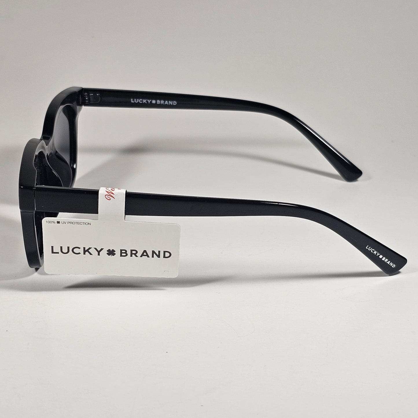 Lucky Brand LB59013 Square Rivet Sunglasses Shiny Black Frame Gray Lens