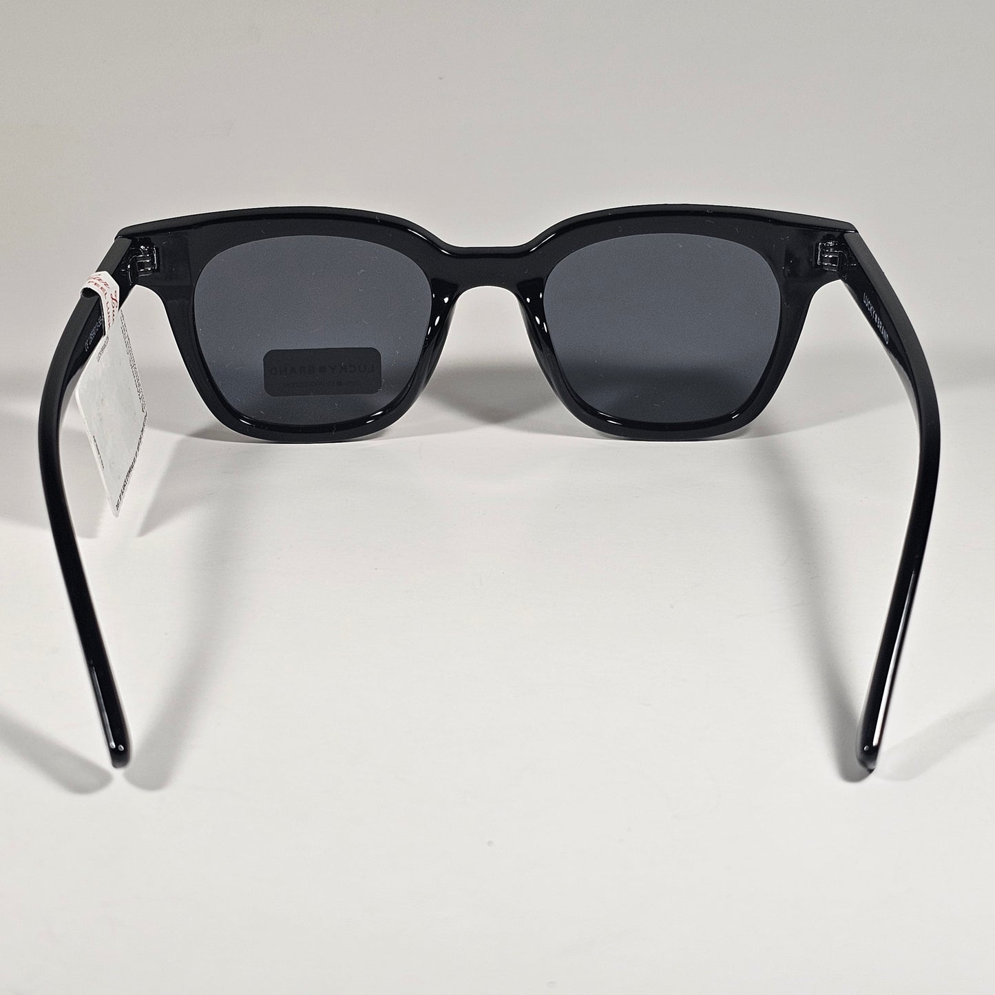 Lucky Brand LB59013 Square Rivet Sunglasses Shiny Black Frame Gray Lens