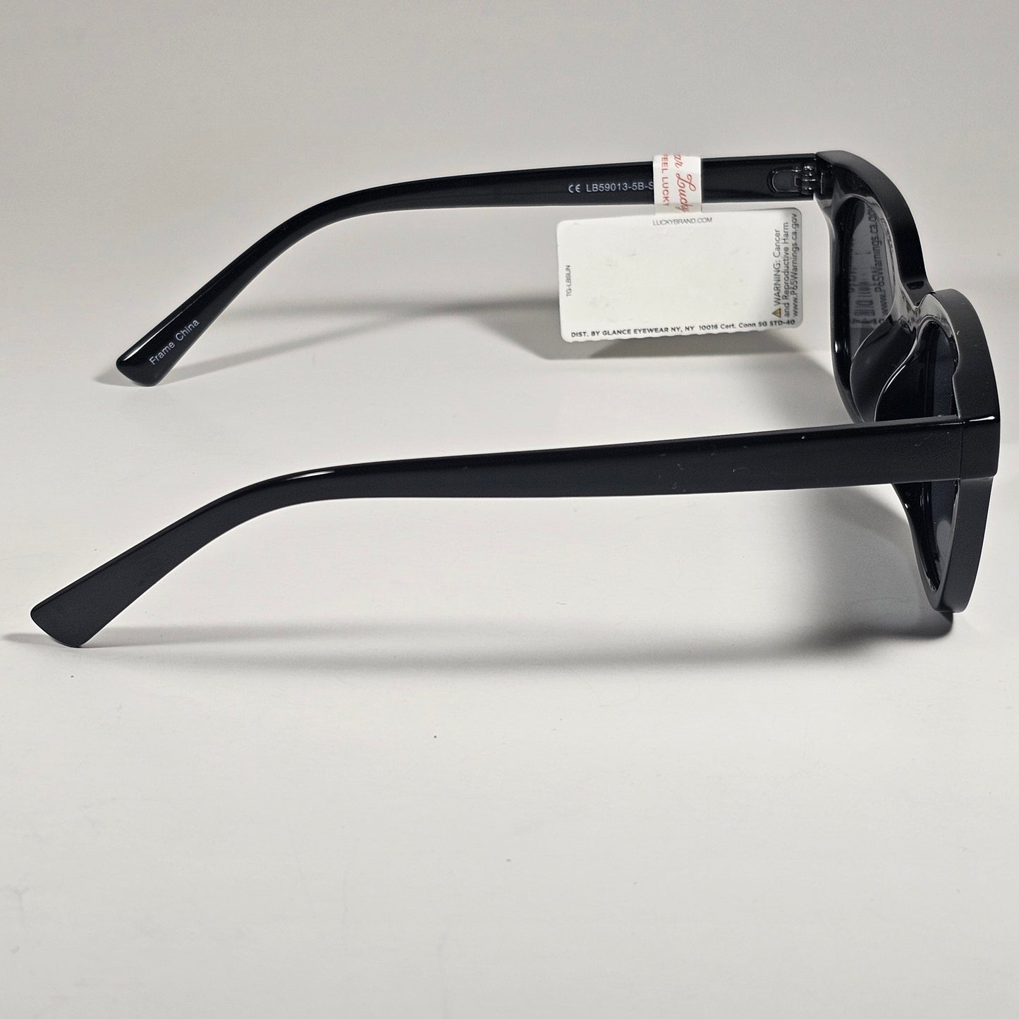 Lucky Brand LB59013 Square Rivet Sunglasses Shiny Black Frame Gray Lens