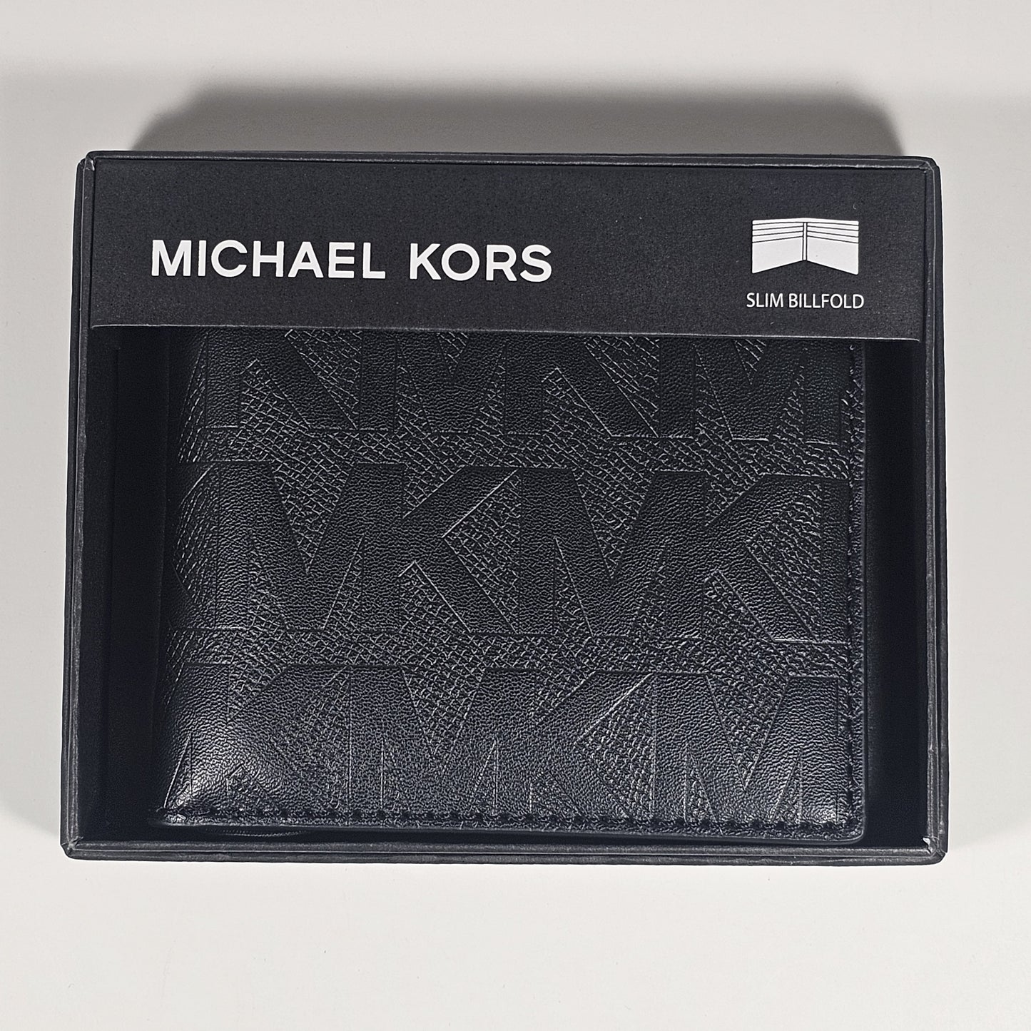 Michael Kors Men's Bifold Black MK Canvas Slim Billfold Wallet 86F5SANF5O Andy