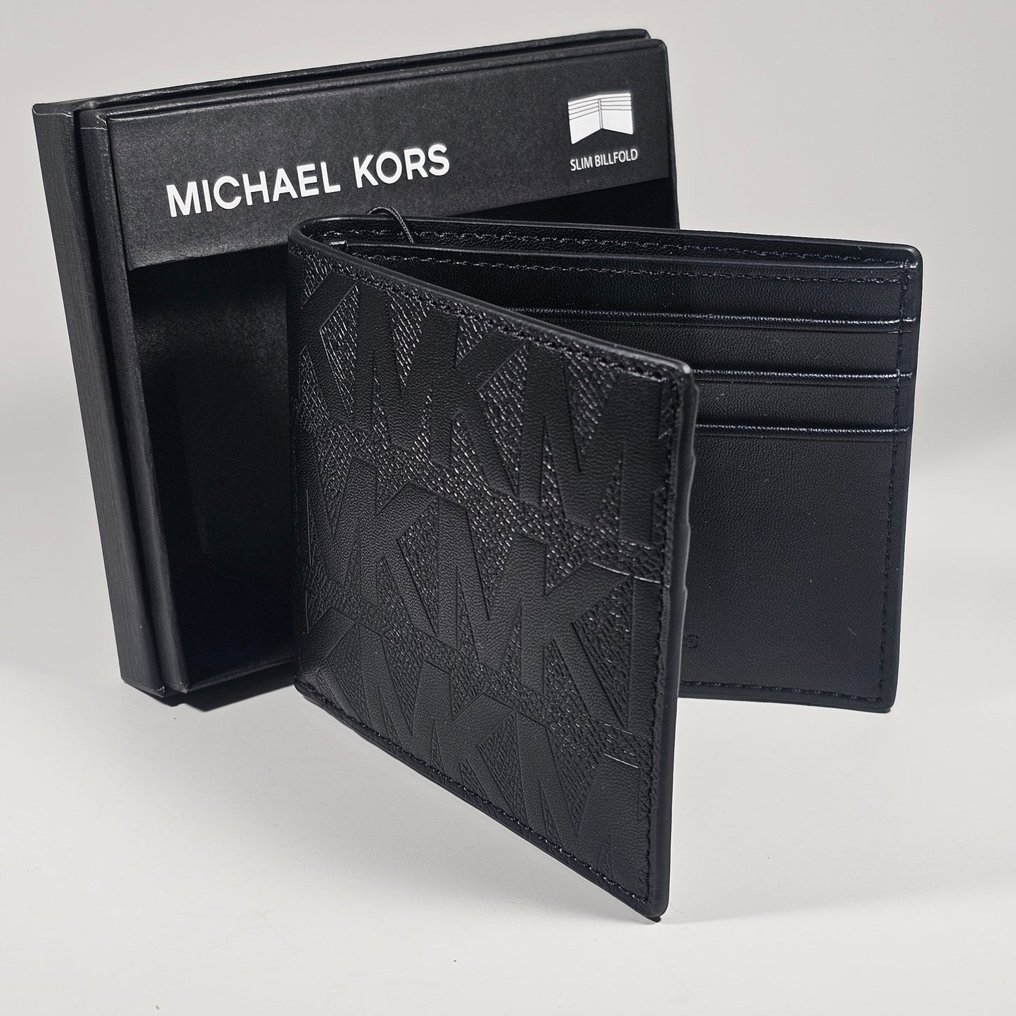 Michael Kors Men's Bifold Black MK Canvas Slim Billfold Wallet 86F5SANF5O Andy