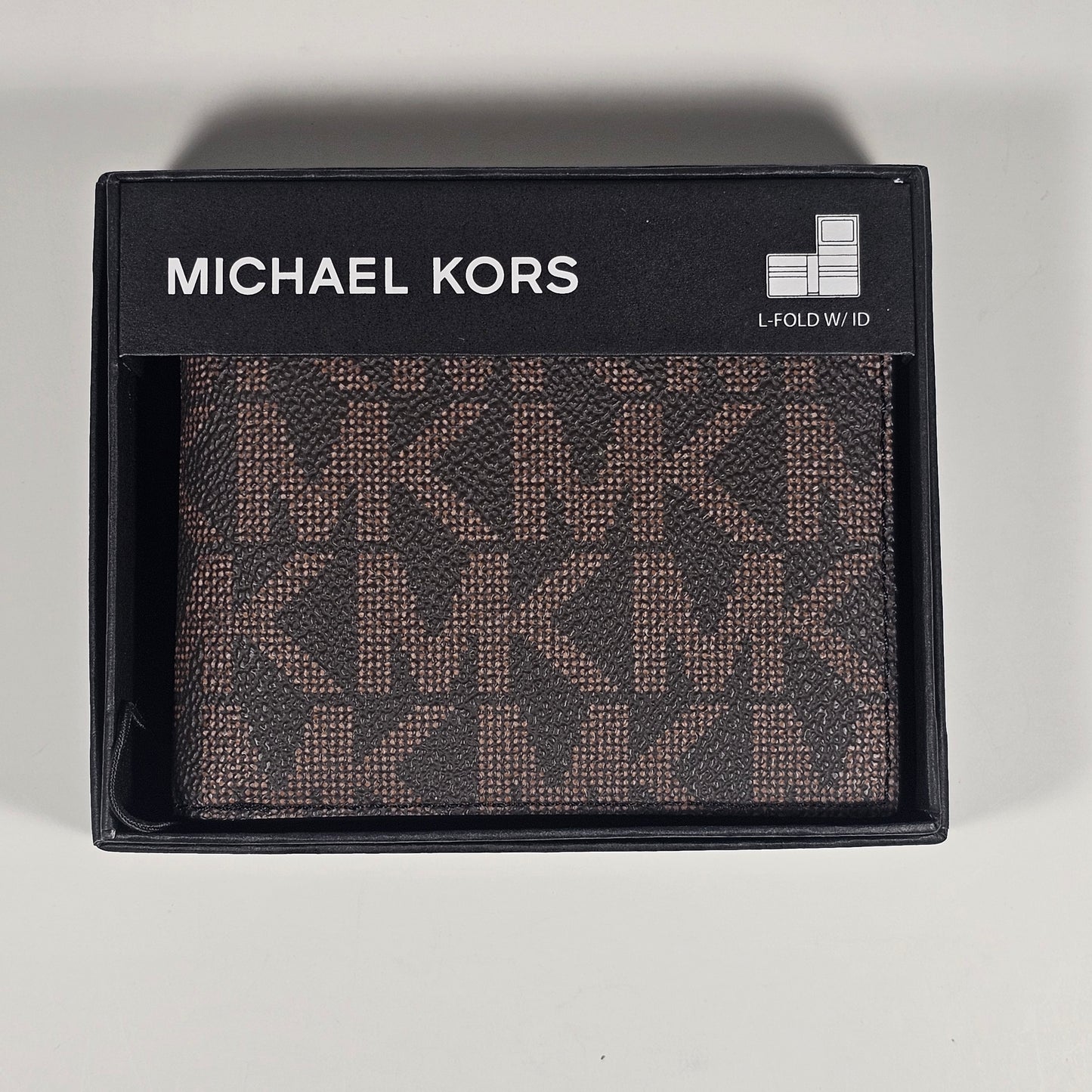 Michael Kors Men's "Jet Set" Bifold Brown Black MK Canvas Slim Wallet 86F5SMNE6B