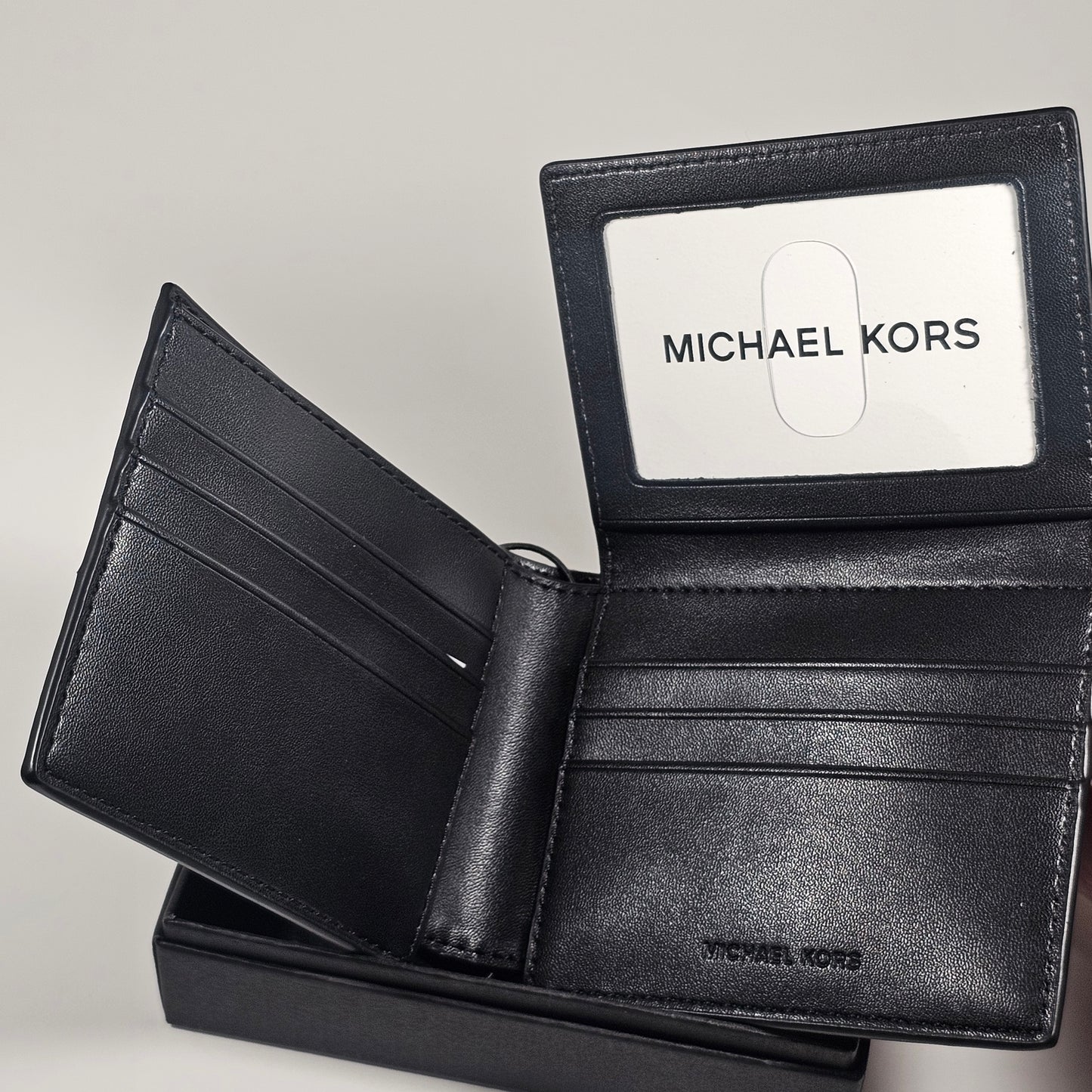 Michael Kors Men's "Jet Set" Bifold Brown Black MK Canvas Slim Wallet 86F5SMNE6B