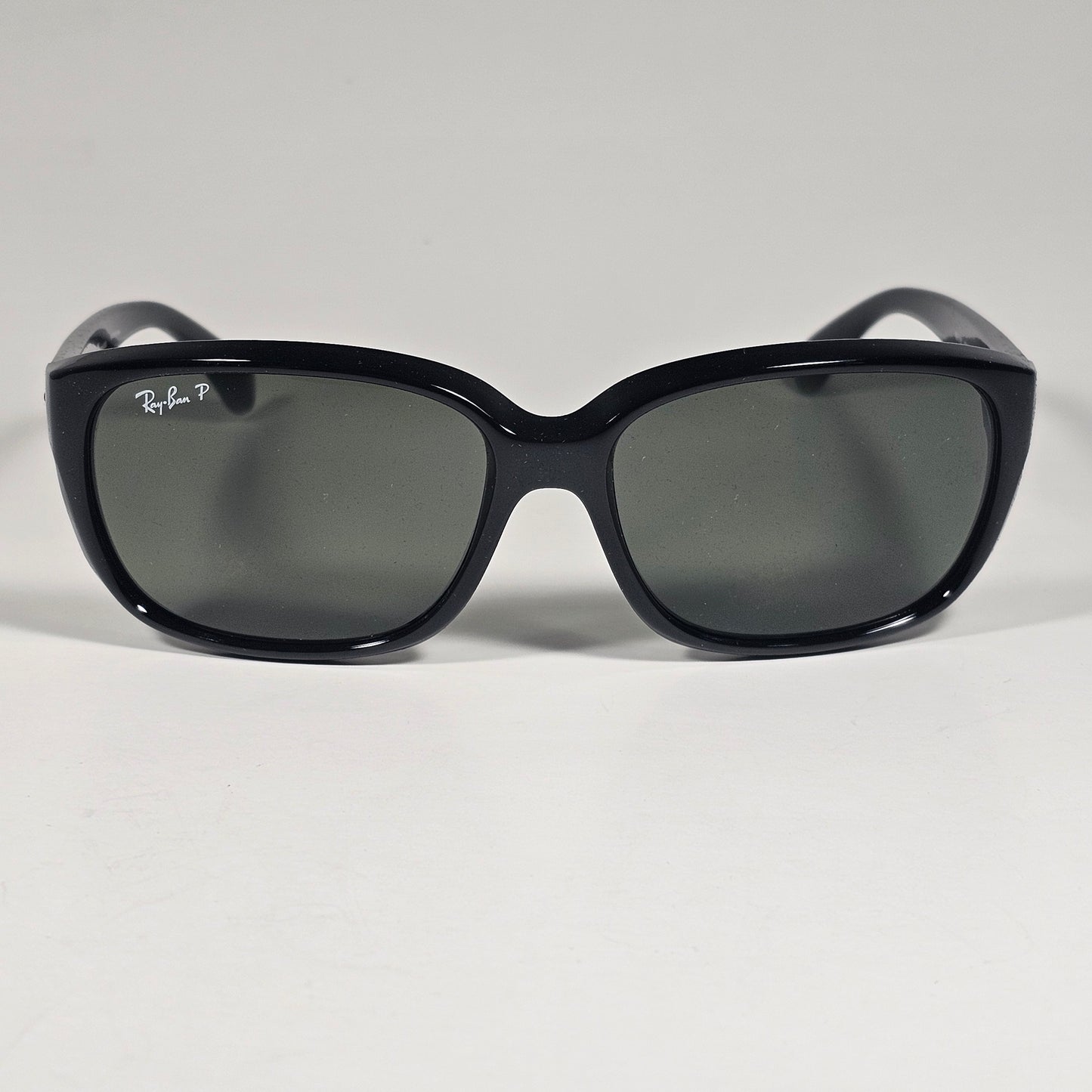 Ray-Ban RB4161 601/58 Polarized Rectangle Highstreet Sunglasses Black Green Lens