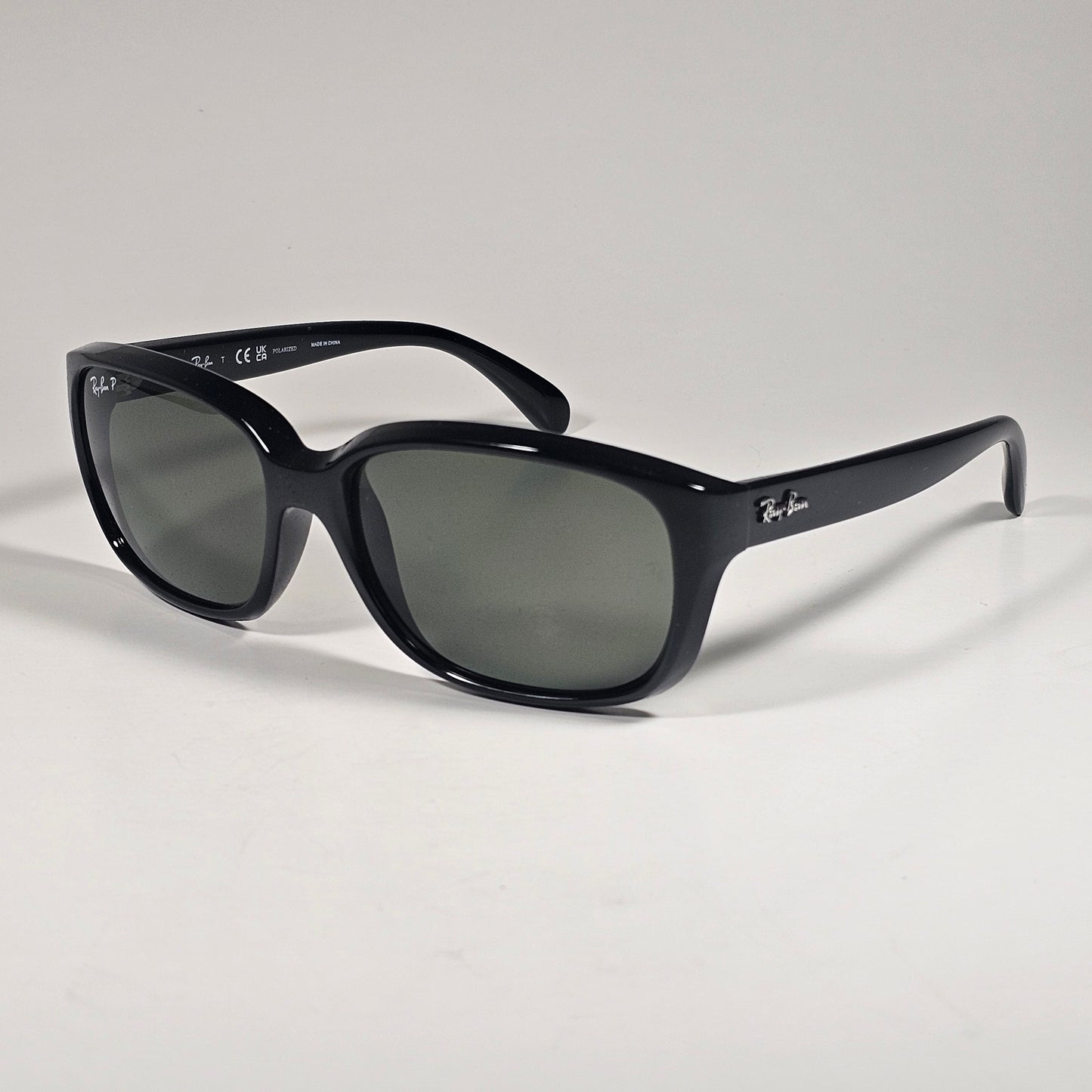 Ray-Ban RB4161 601/58 Polarized Rectangle Highstreet Sunglasses Black Green Lens