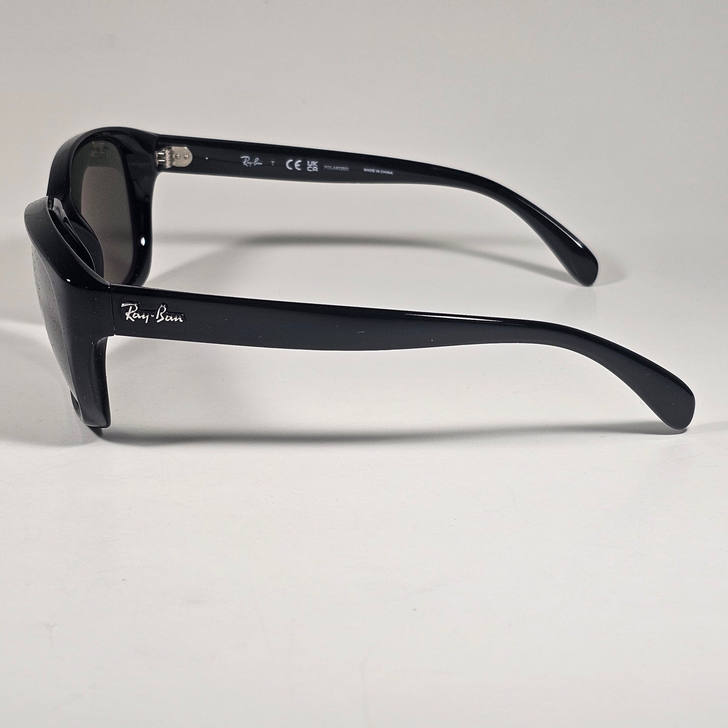 Ray-Ban RB4161 601/58 Polarized Rectangle Highstreet Sunglasses Black Green Lens