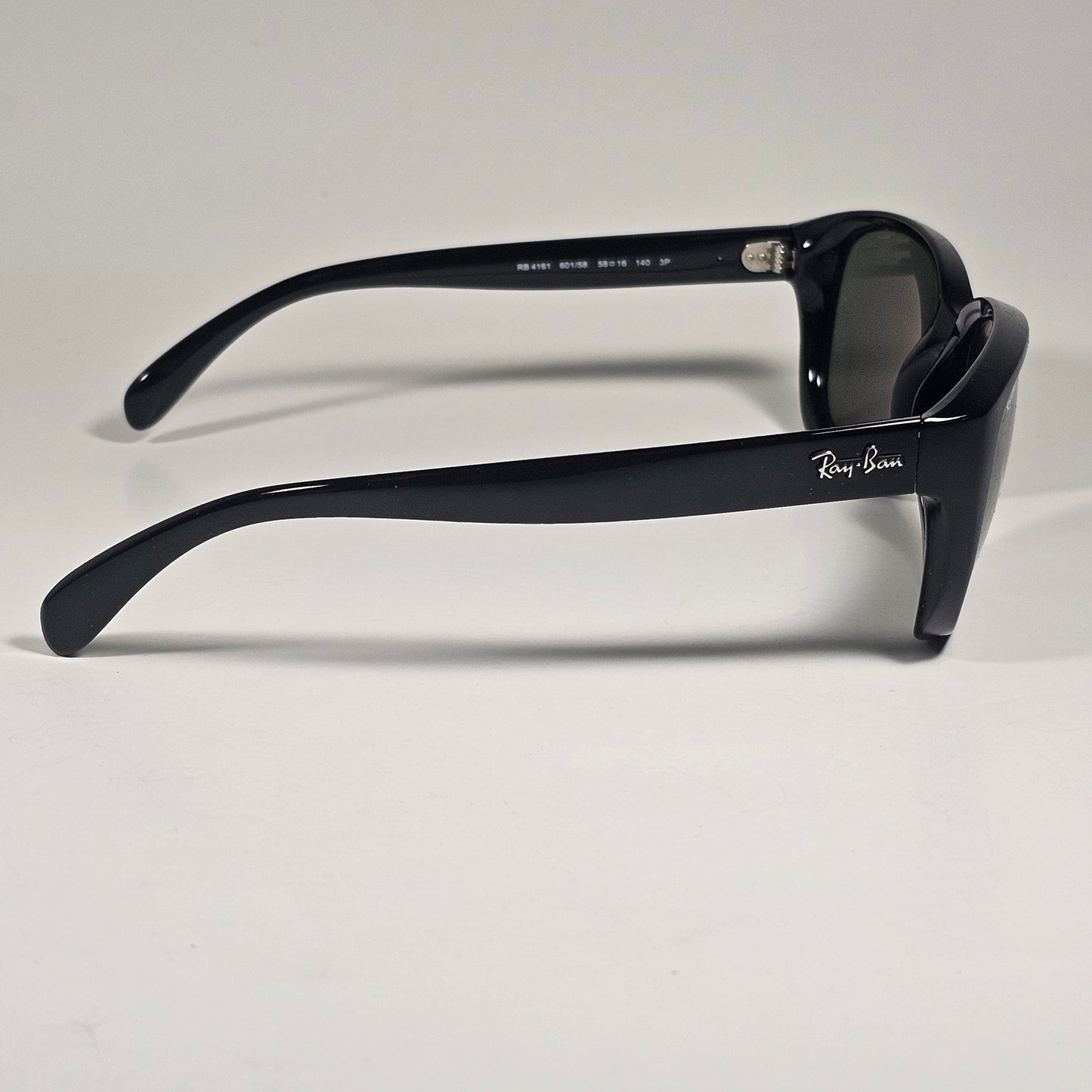 Ray-Ban RB4161 601/58 Polarized Rectangle Highstreet Sunglasses Black Green Lens